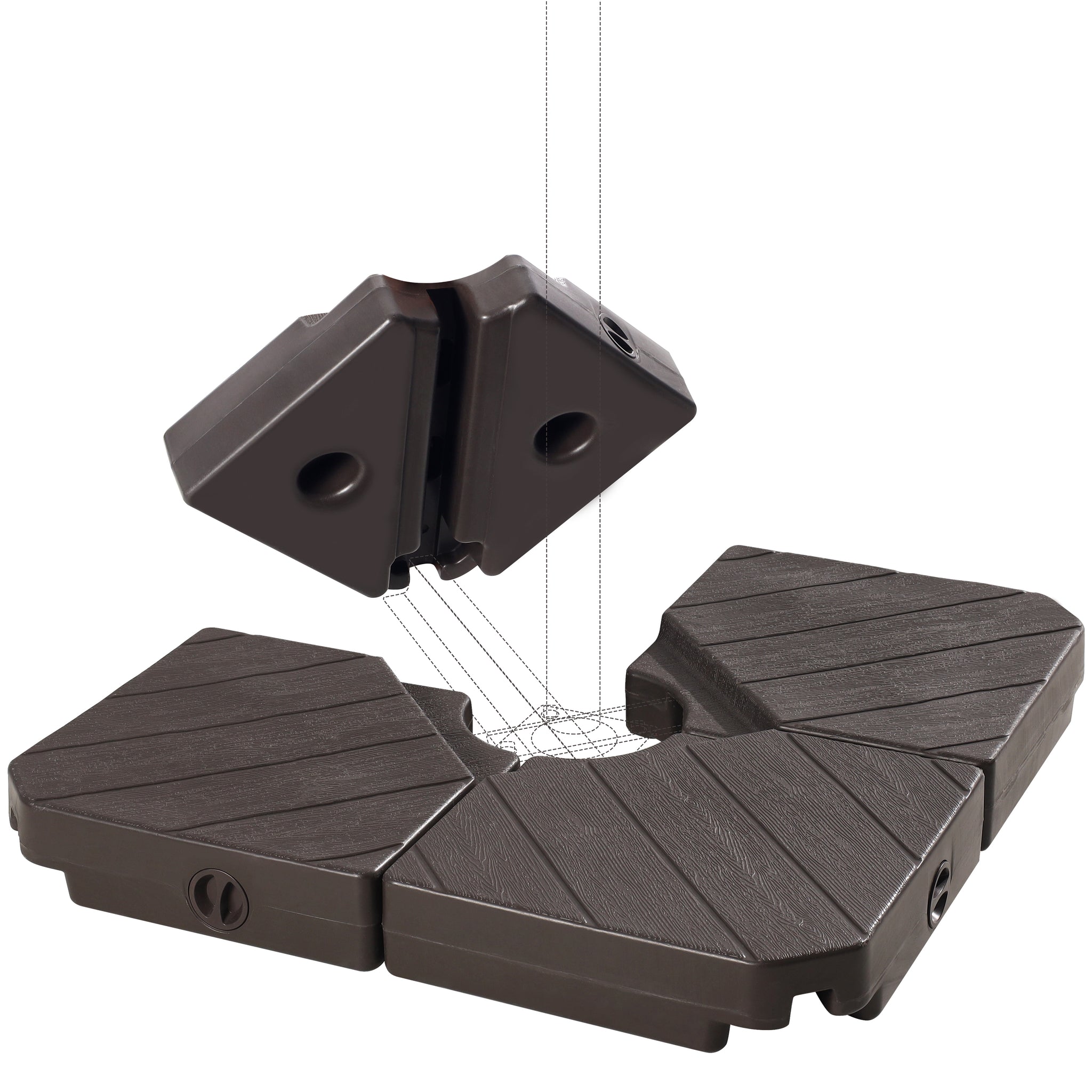 180lbs FRUITEAM 4-Piece Cantilever Patio Umbrella Base, Grain of wood Brown