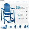 Tall-Adirondack-Chairs-Set of 2, Modern Bar-Height Patio Chairs with Removable Connecting Tray