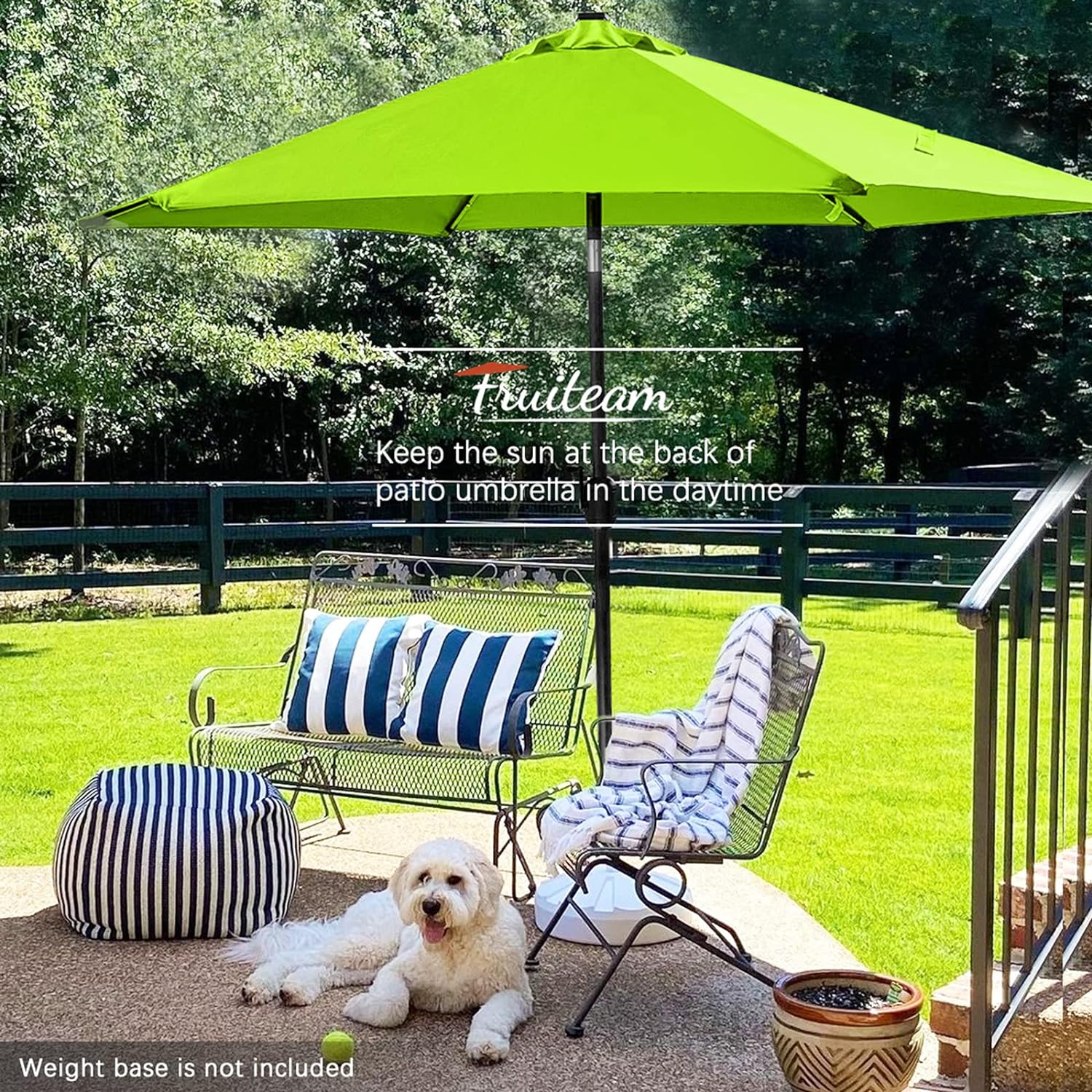 7.5 ft FRUITEAM 24 LED Lighted Solar Umbrella, Lime