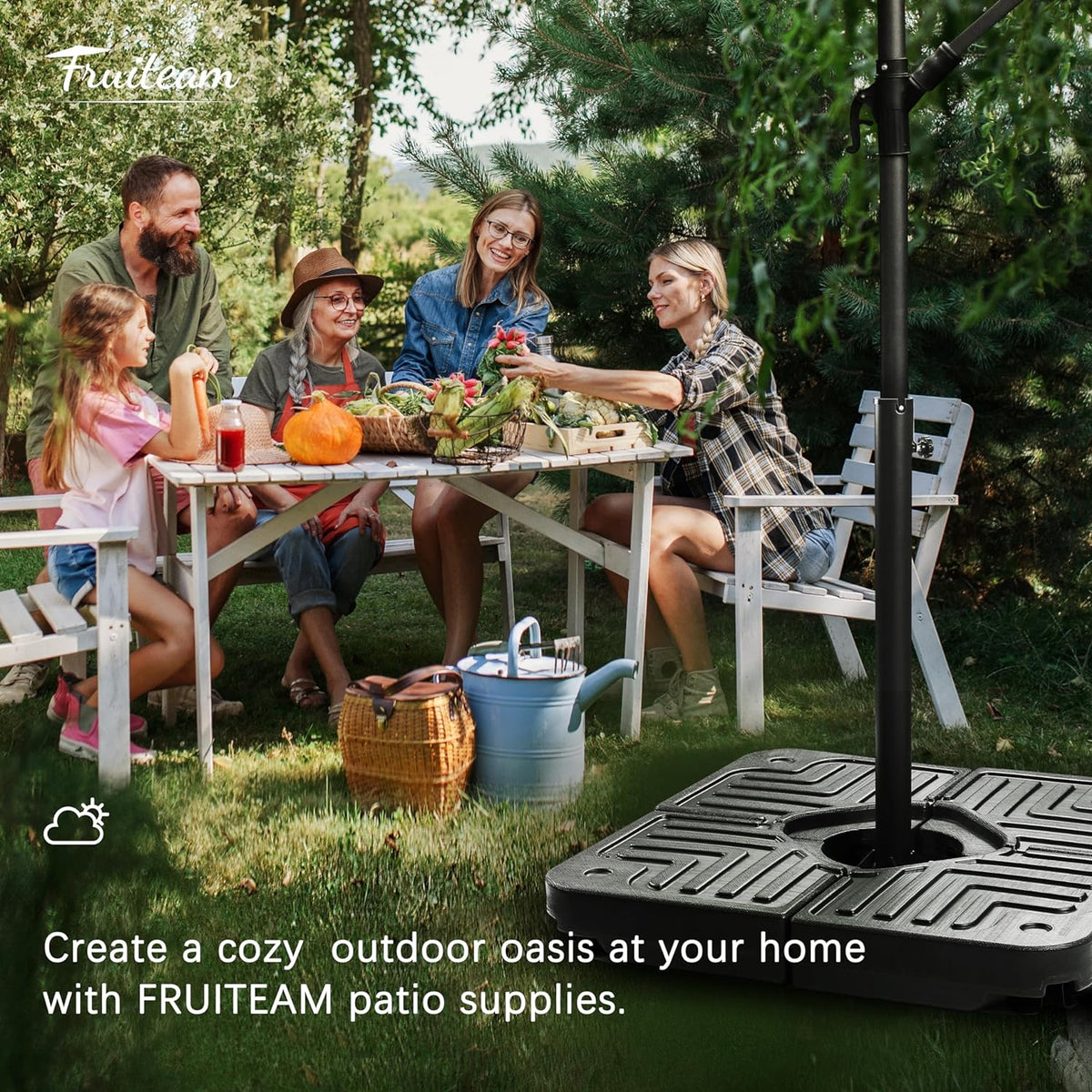 at home patio umbrella base 180lbs FRUITEAM 4-Piece Cantilever Patio Umbrella Stand Base, Square B – Fruiteam