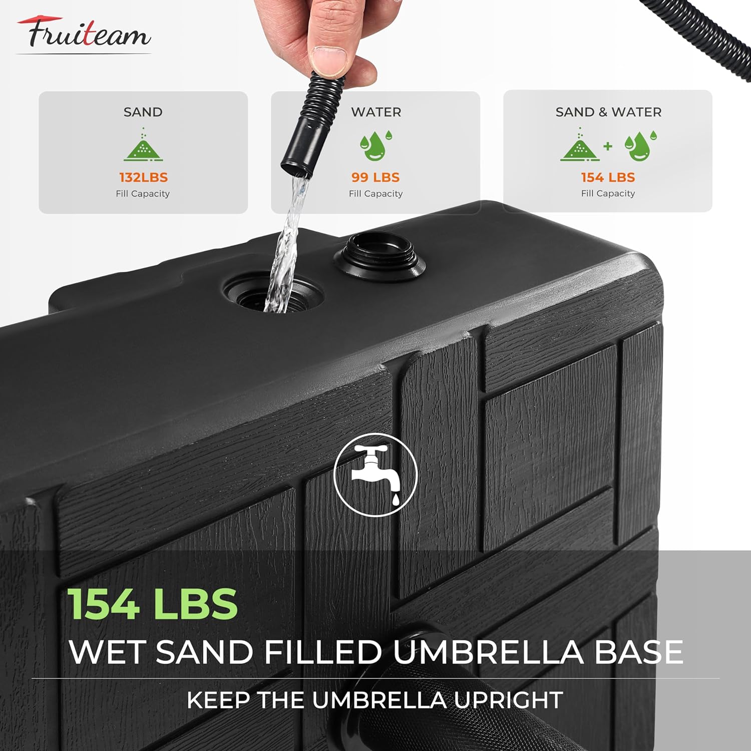 155lbs FRUITEAM Fillable Mobile Umbrella Base with 4 Wheels