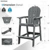 Tall-Adirondack-Chairs-Set of 2, Modern Bar-Height Patio Chairs with Removable Connecting Tray