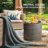 Set of 2 and 1 Pack FRUITEAM Resin Wicker Outdoor Ottoman Table,  Dark Grey Set