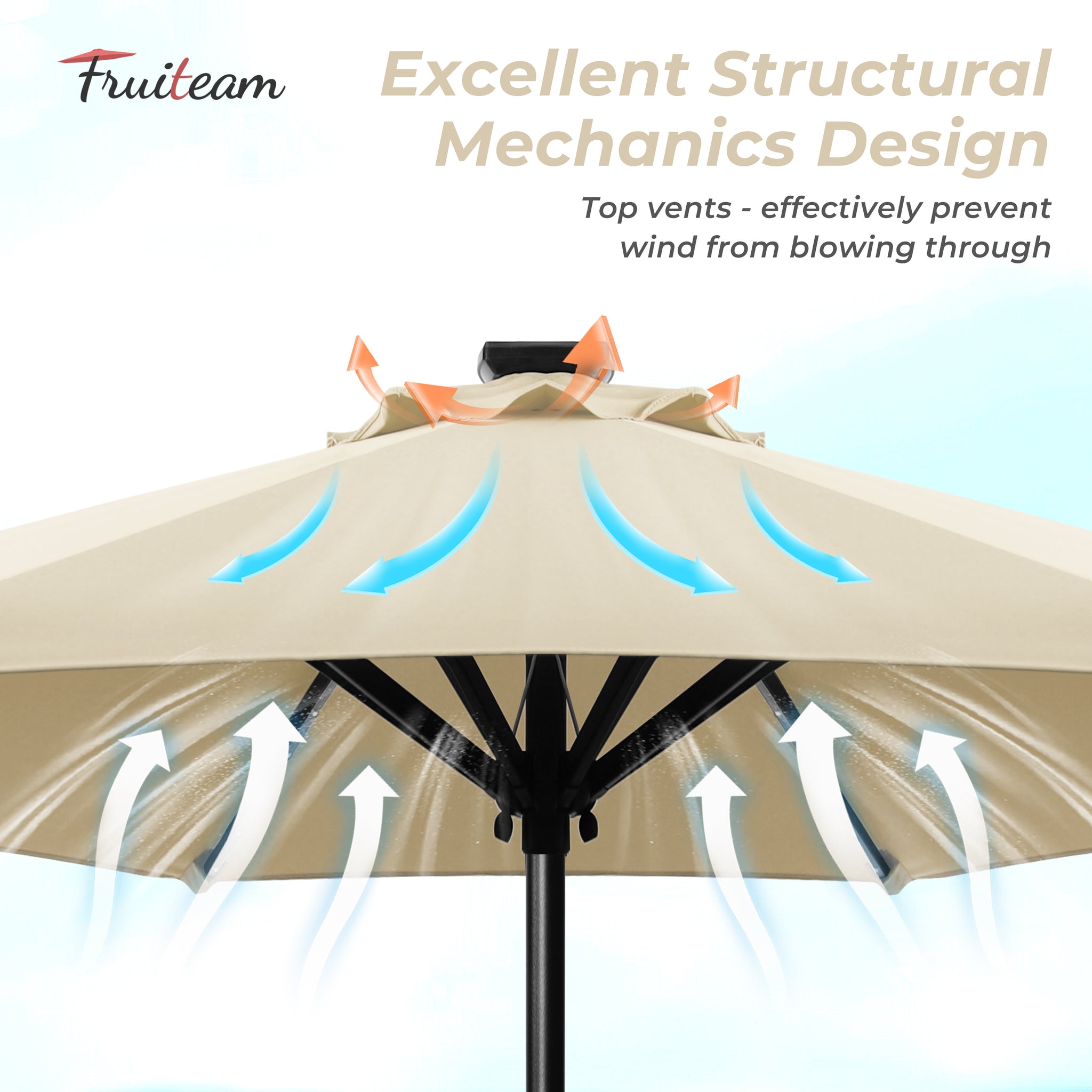 7.5FT FRUITEAM Patio Market Umbrella Meteor Light