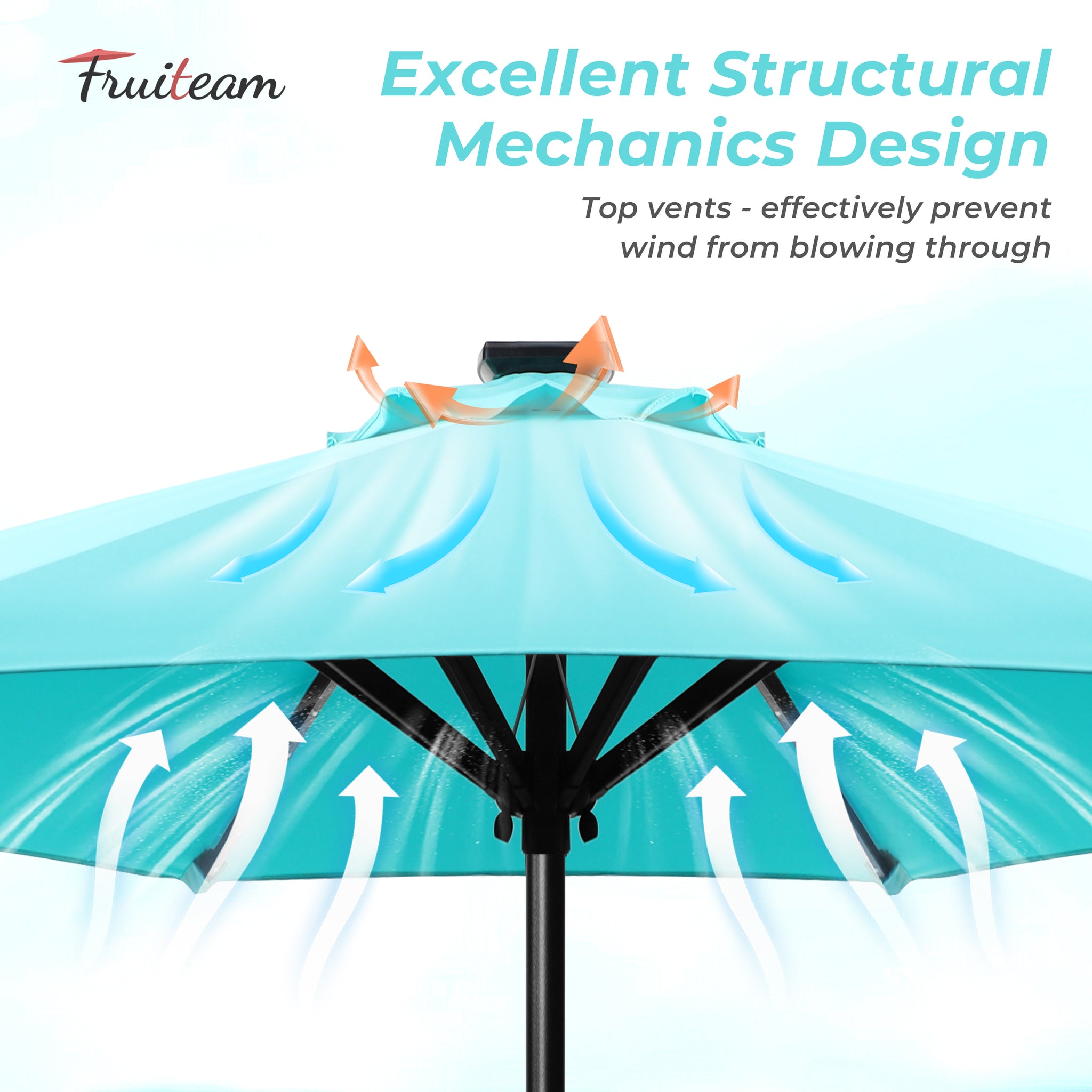 7.5FT FRUITEAM Patio Market Umbrella Meteor Light