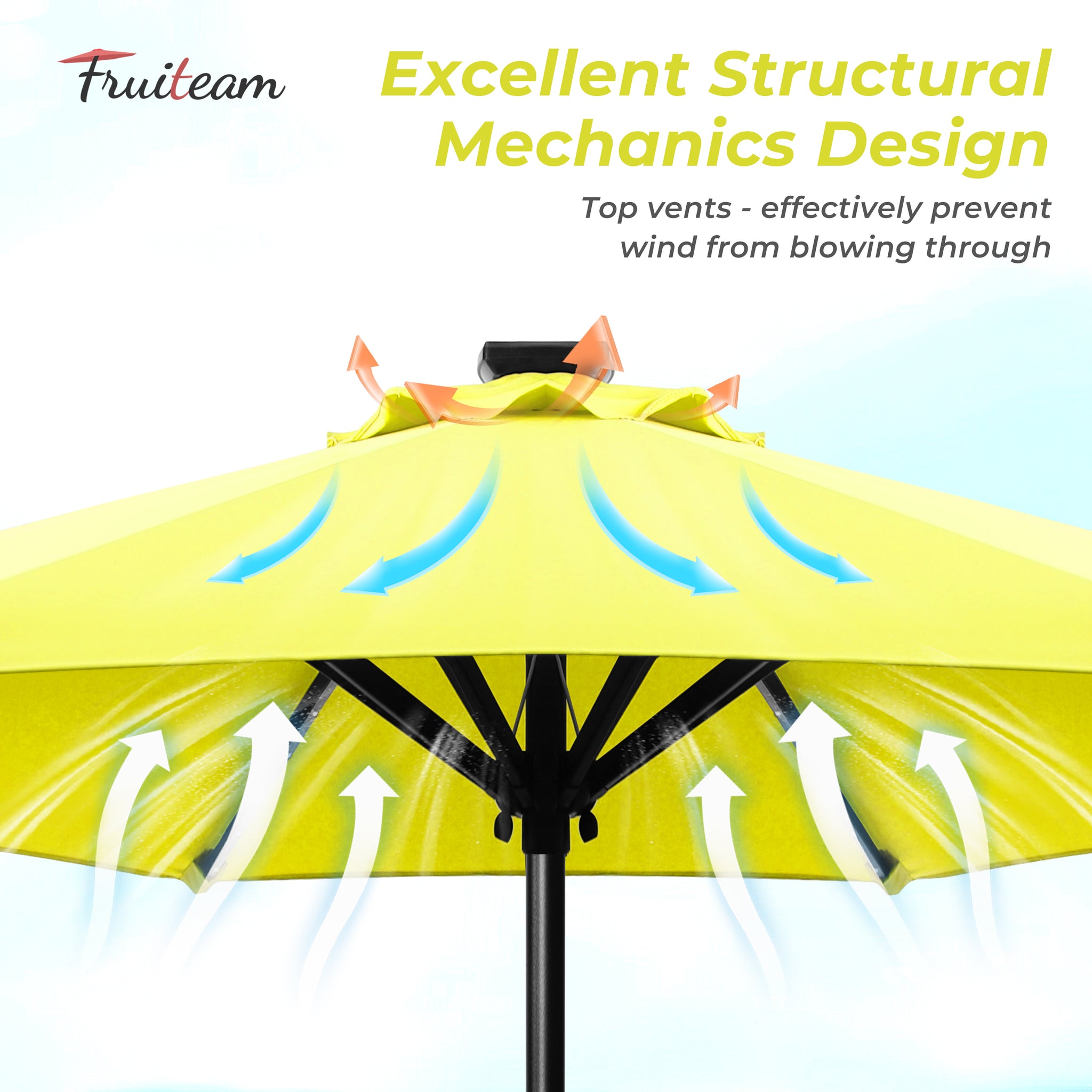 7.5FT FRUITEAM Patio Market Umbrella Meteor Light