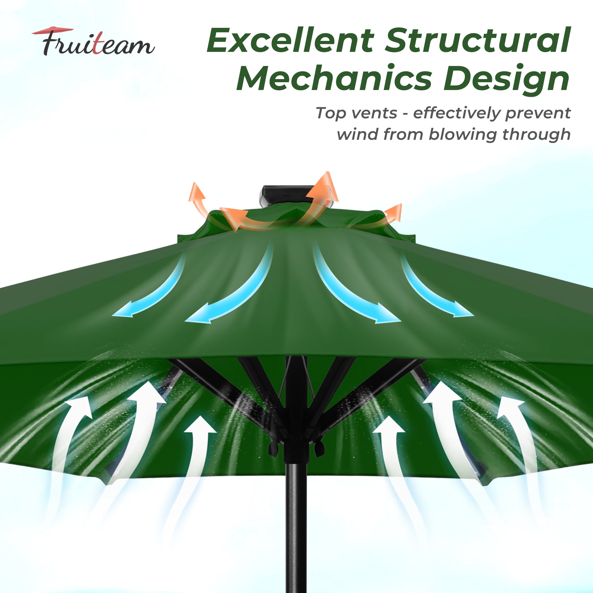 7.5FT FRUITEAM Patio Market Umbrella Meteor Light