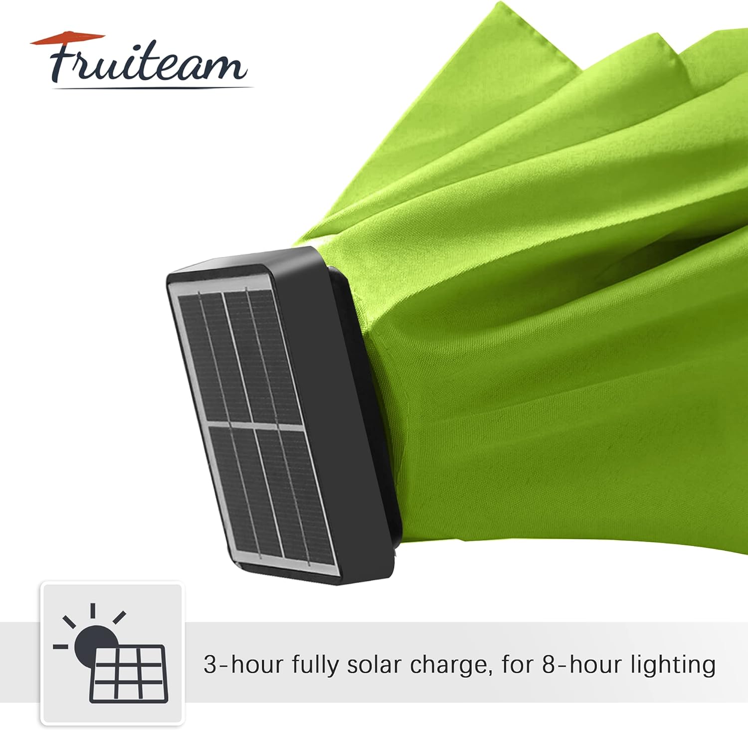 7.5 ft FRUITEAM 24 LED Lighted Solar Umbrella, Lime