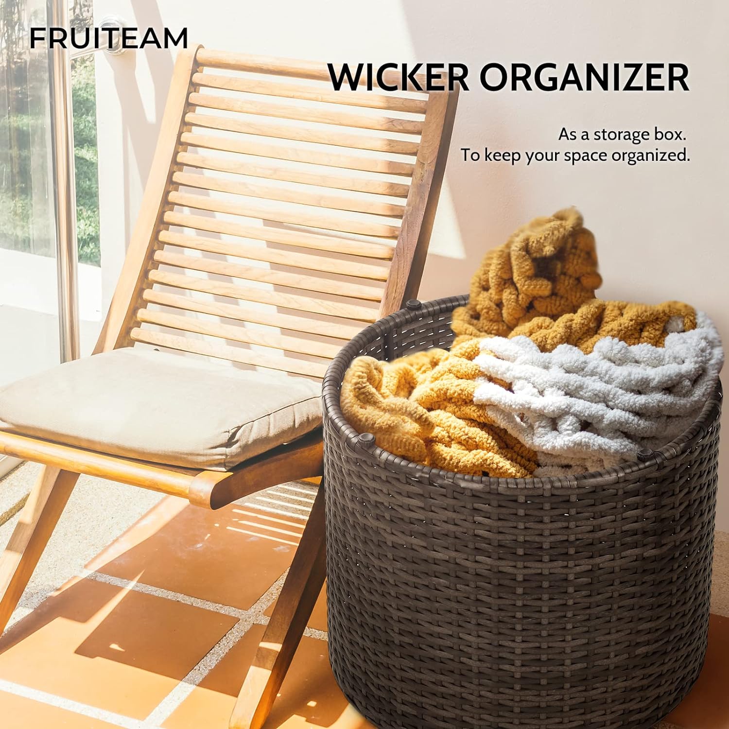 Set of 2 and 1 Pack FRUITEAM Resin Wicker Outdoor Ottoman Table,  Dark Grey Set