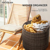 Set of 2 and 1 Pack FRUITEAM Resin Wicker Outdoor Ottoman Table,  Dark Grey Set