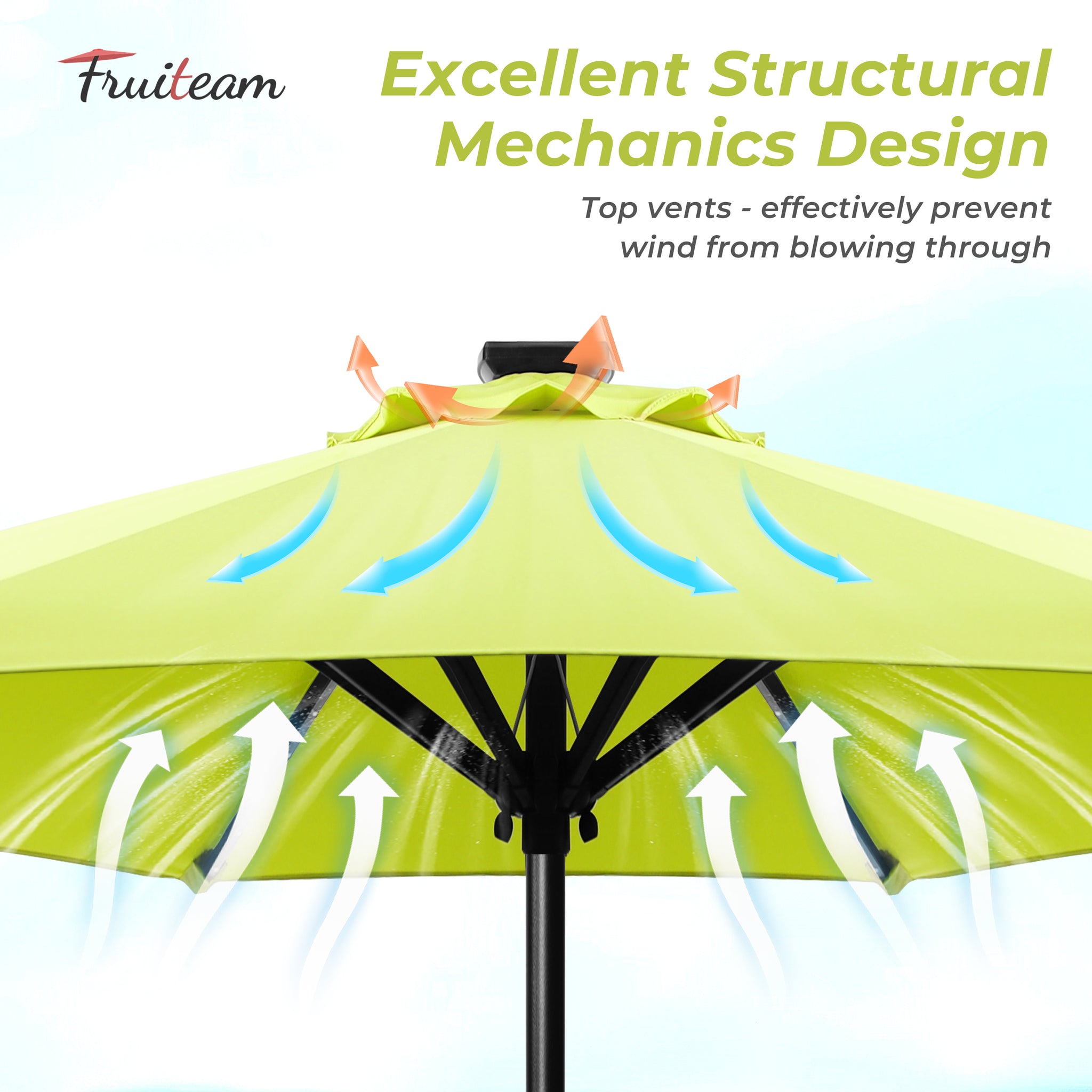7.5FT FRUITEAM Patio Market Umbrella Meteor Light
