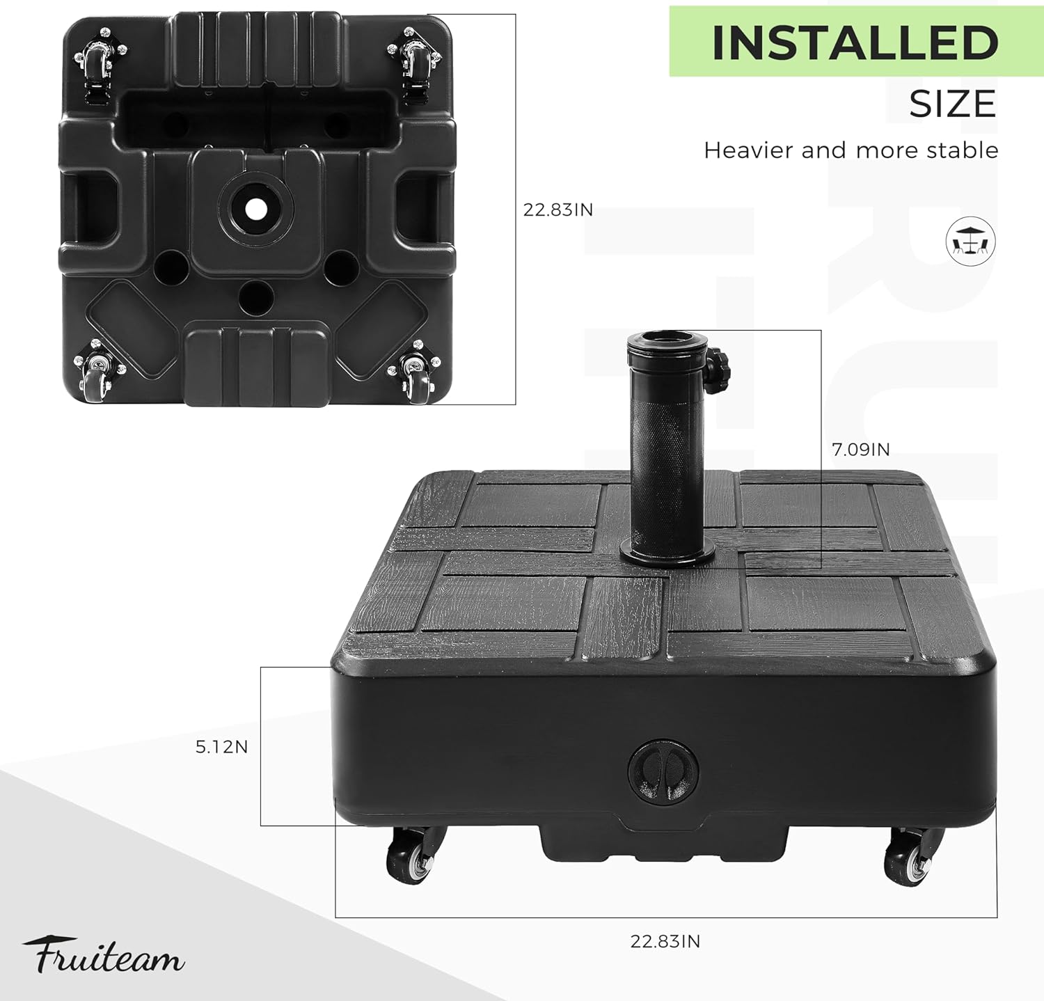 155lbs FRUITEAM Fillable Mobile Umbrella Base with 4 Wheels