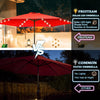 7 1/2ft FRUITEAM 24 LED Lighted Solar Umbrella, Coral Red