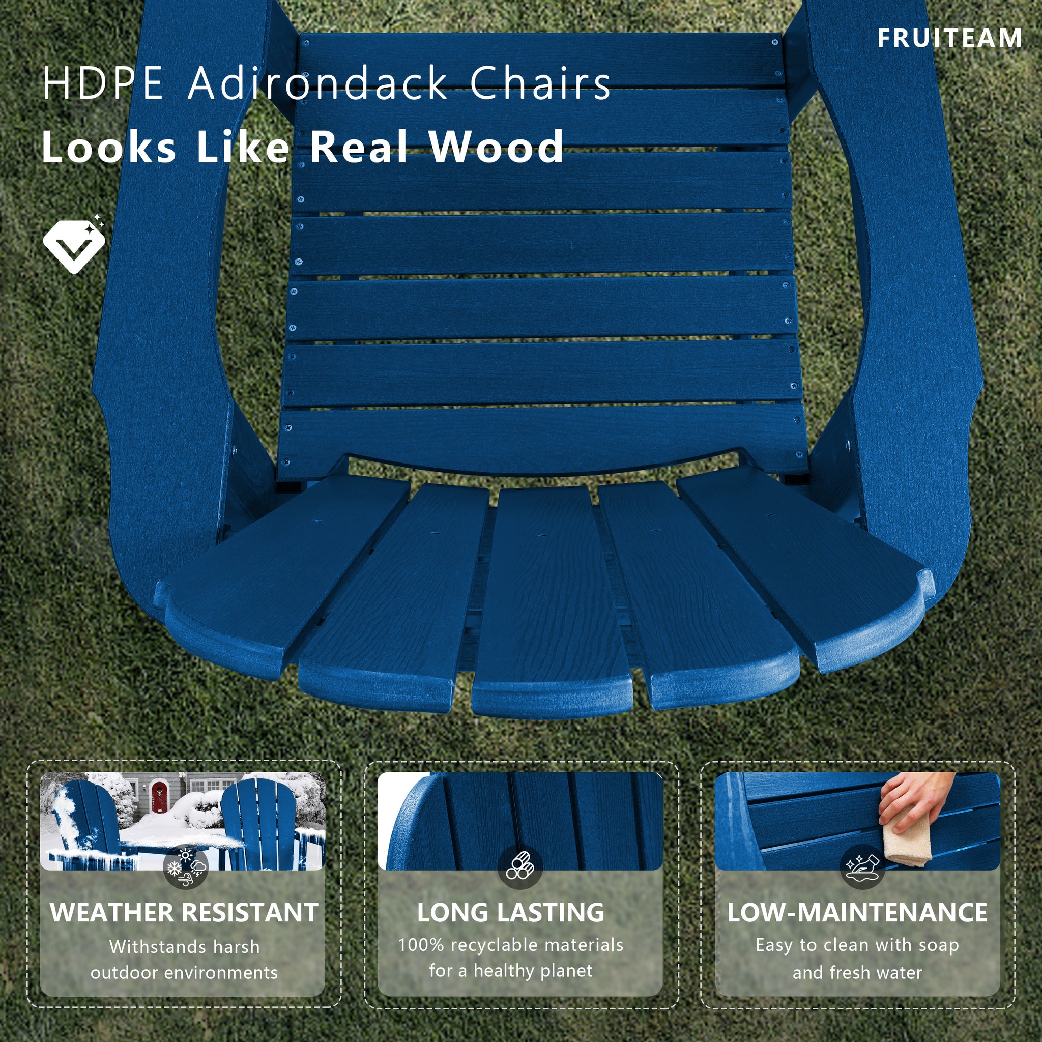 Tall-Adirondack-Chairs-Set of 2, Modern Bar-Height Patio Chairs with Removable Connecting Tray