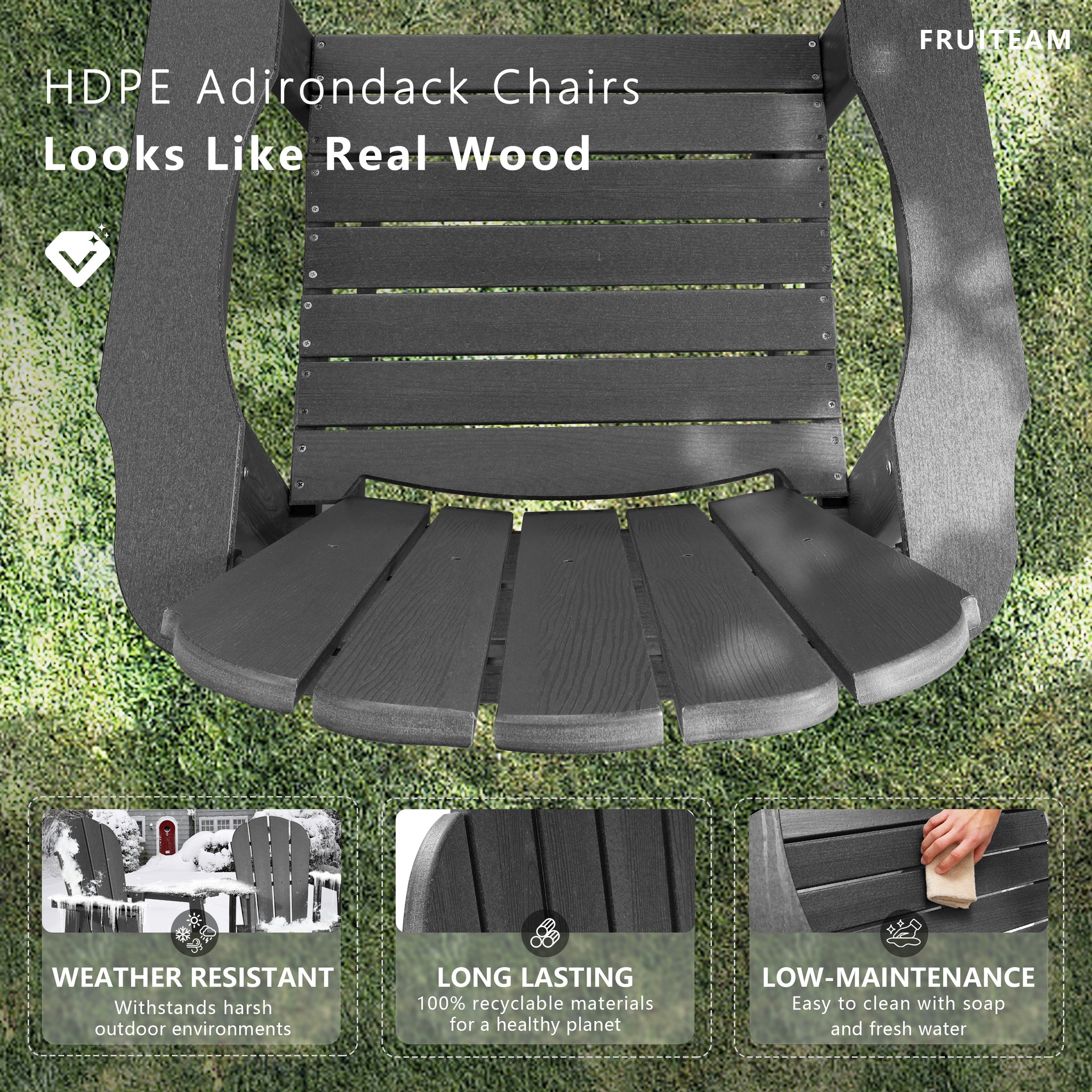 Tall-Adirondack-Chairs-Set of 2, Modern Bar-Height Patio Chairs with Removable Connecting Tray