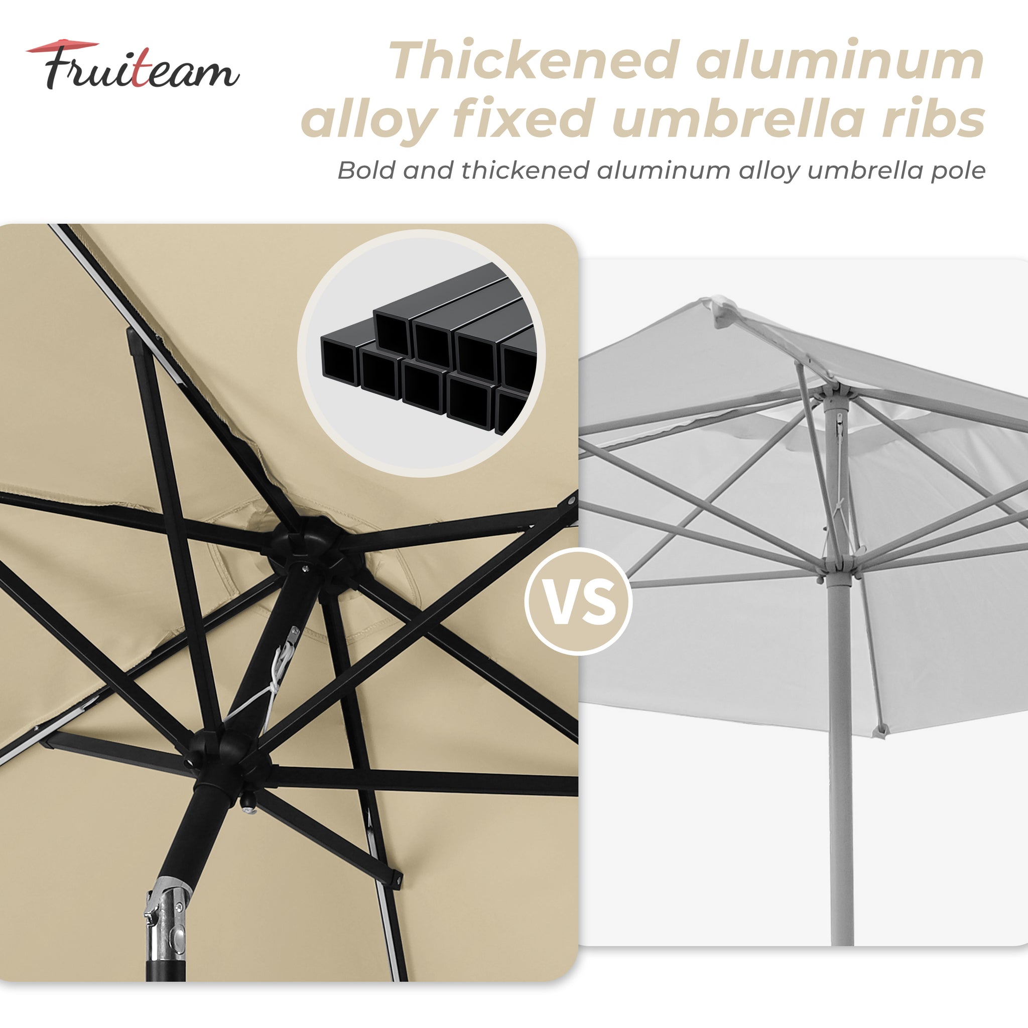 7.5FT FRUITEAM Patio Market Umbrella Meteor Light
