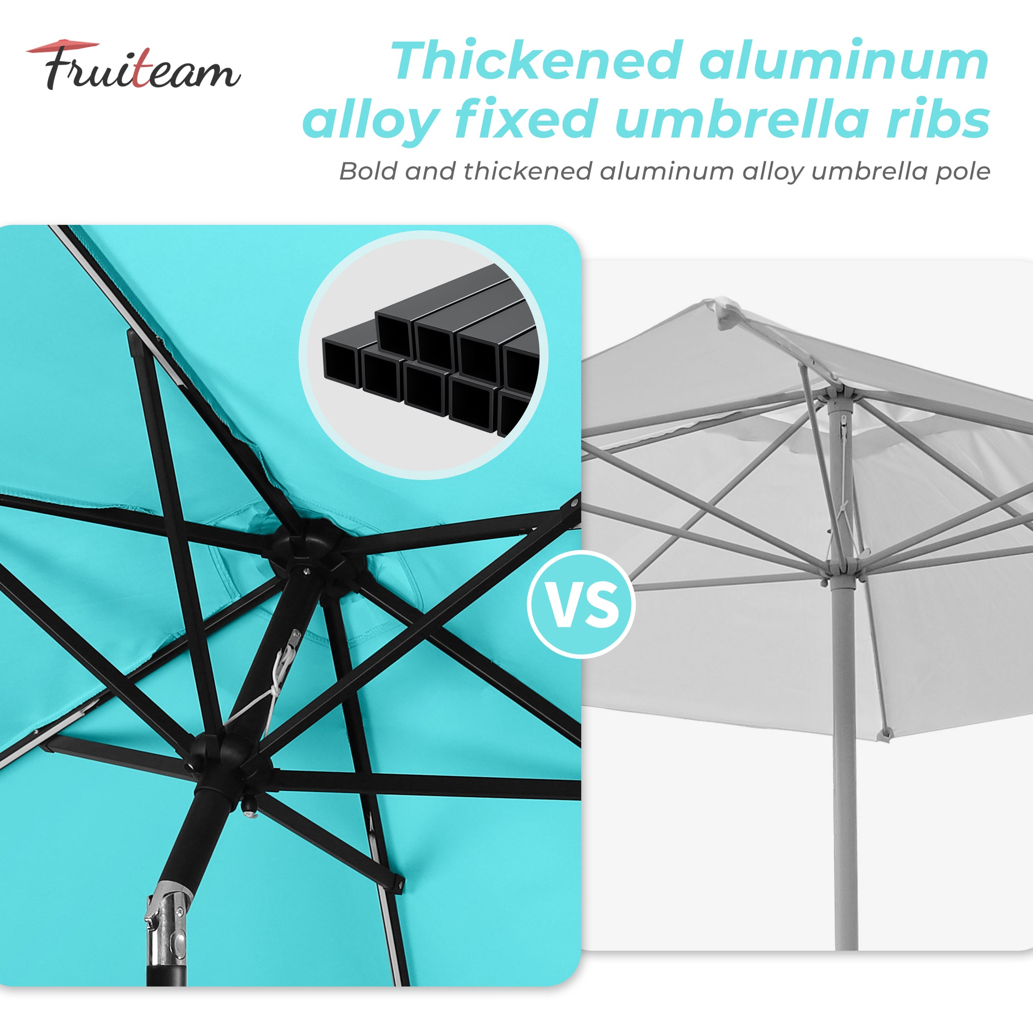 7.5FT FRUITEAM Patio Market Umbrella Meteor Light