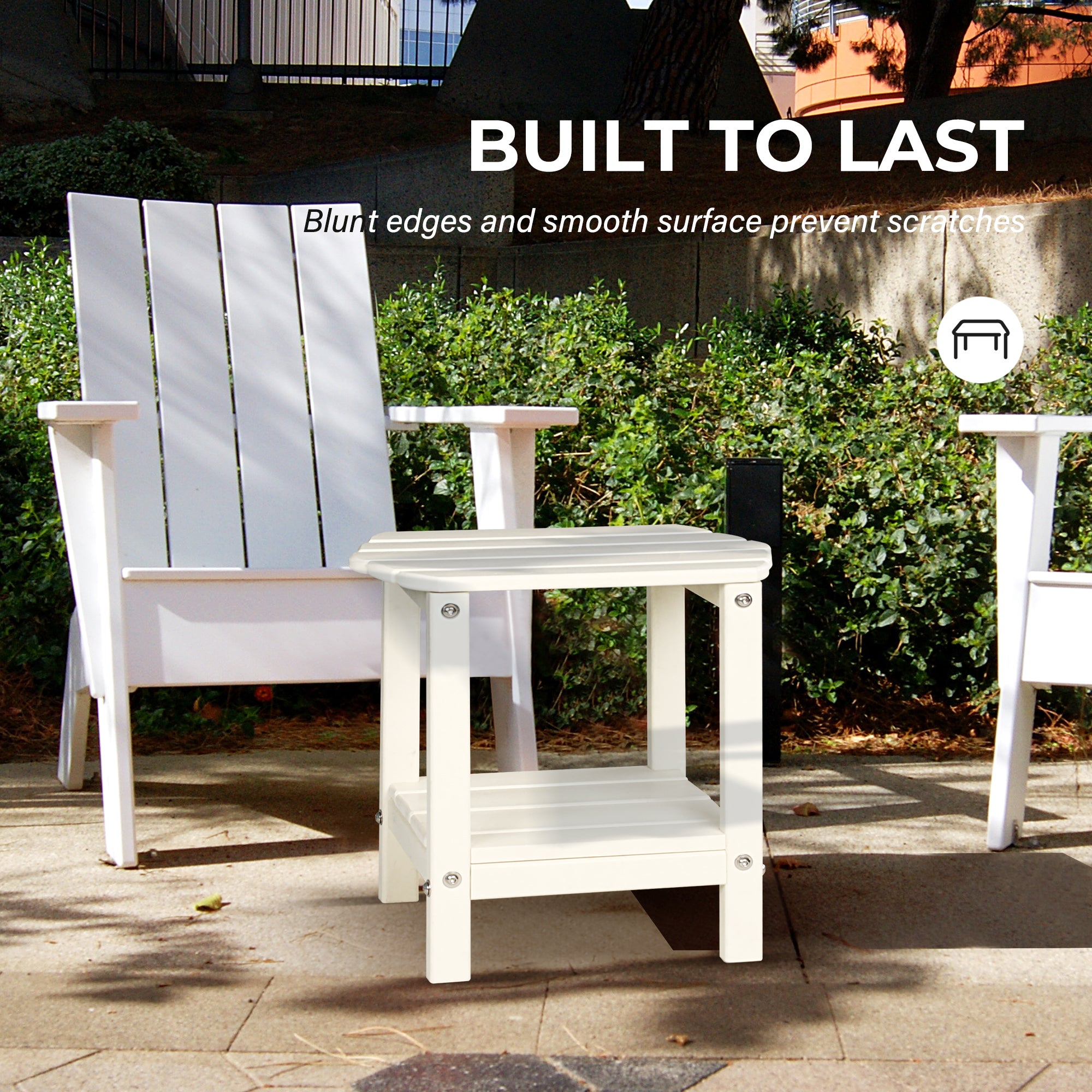 FRUITEAM Adirondack Table Outdoor Side Table 2-Layer, Easy Maintenance Poly Lumber Patio Table