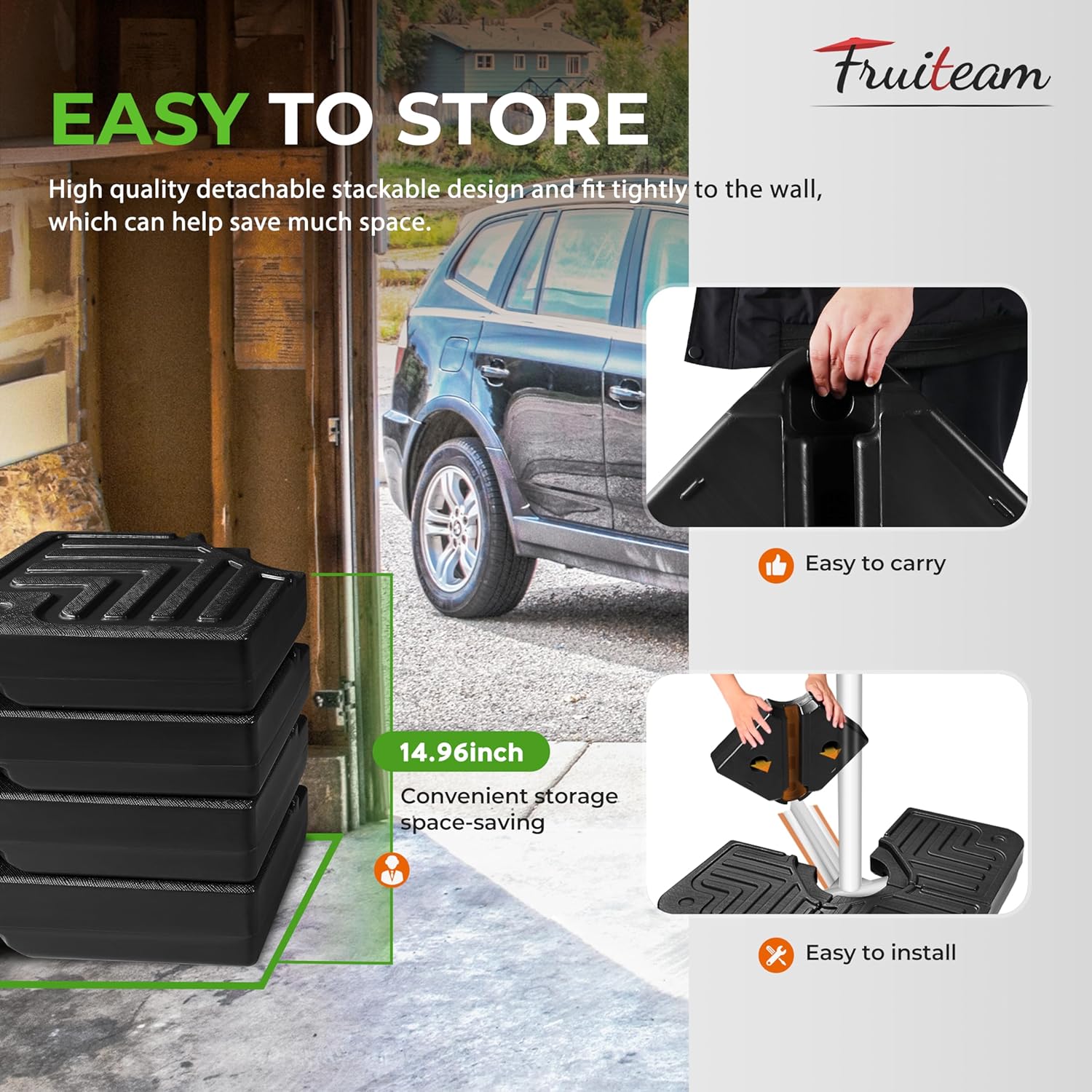 180lbs FRUITEAM 4-Piece Cantilever Patio Umbrella Stand Base, Square Black