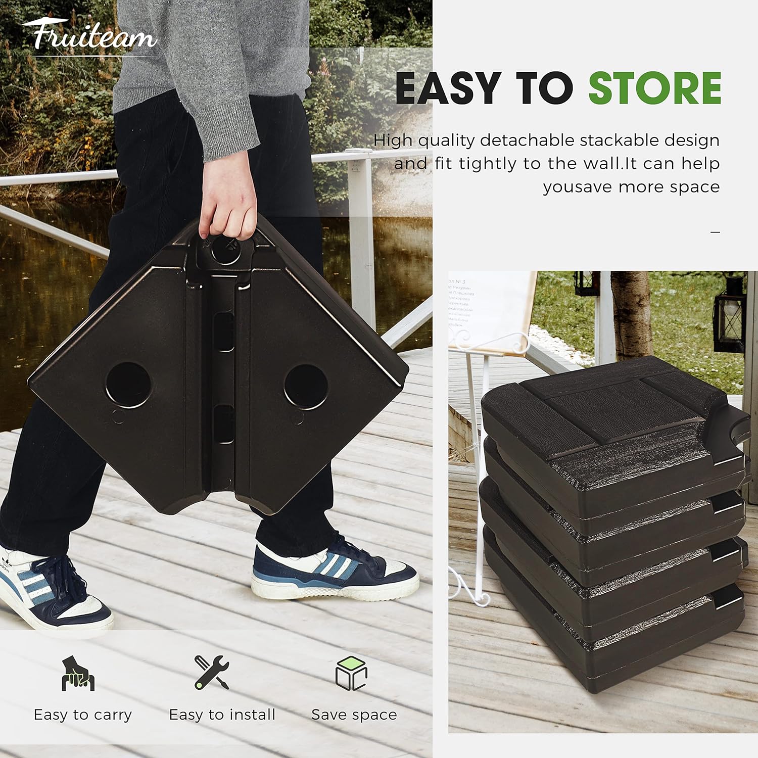 190lbs FRUITEAM 4-Pcs Cantilever Patio Umbrella Base, Brick Pattern  Brown
