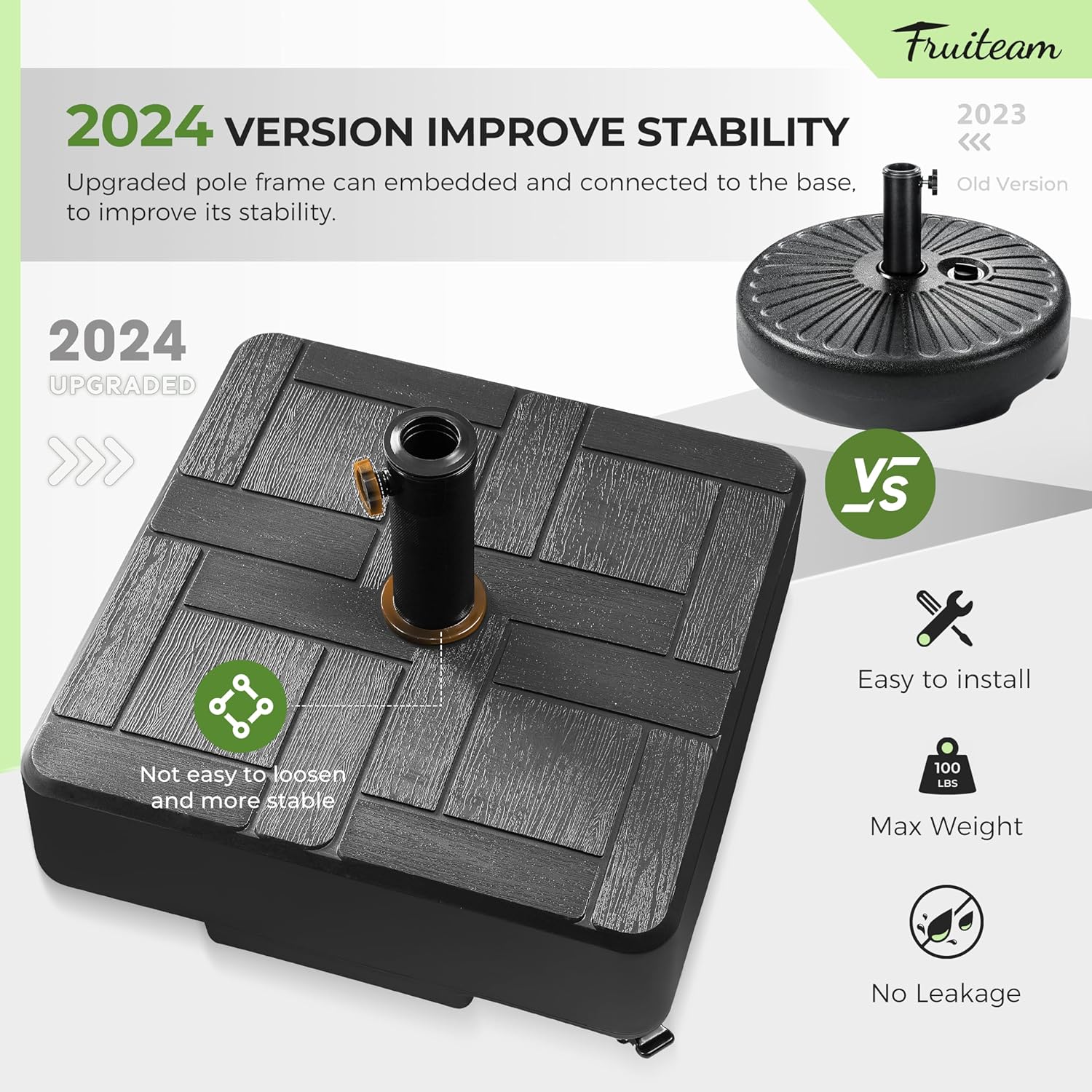 155lbs FRUITEAM Fillable Mobile Umbrella Base with 4 Wheels