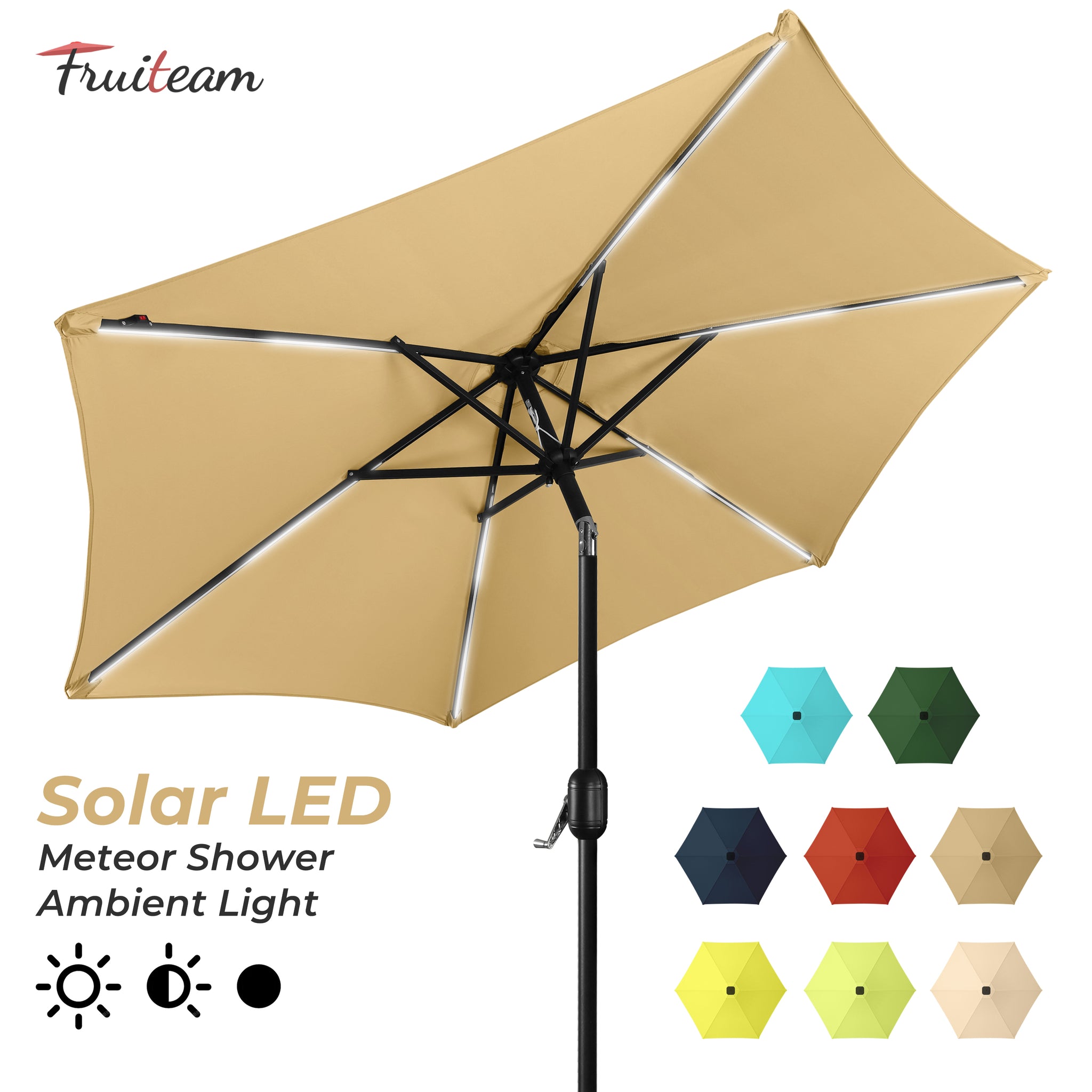 7.5FT FRUITEAM Patio Market Umbrella Meteor Light