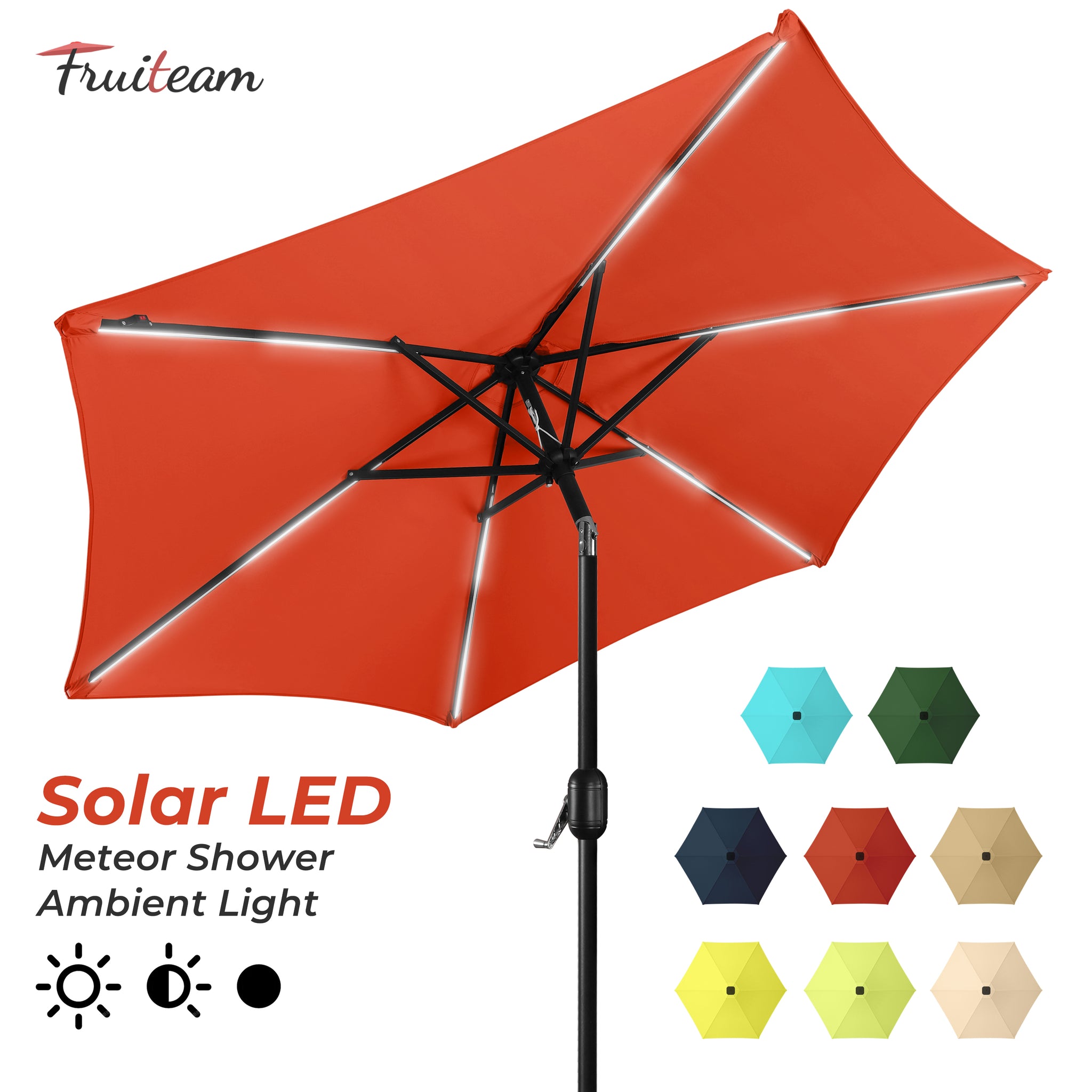 7.5FT FRUITEAM Patio Market Umbrella Meteor Light