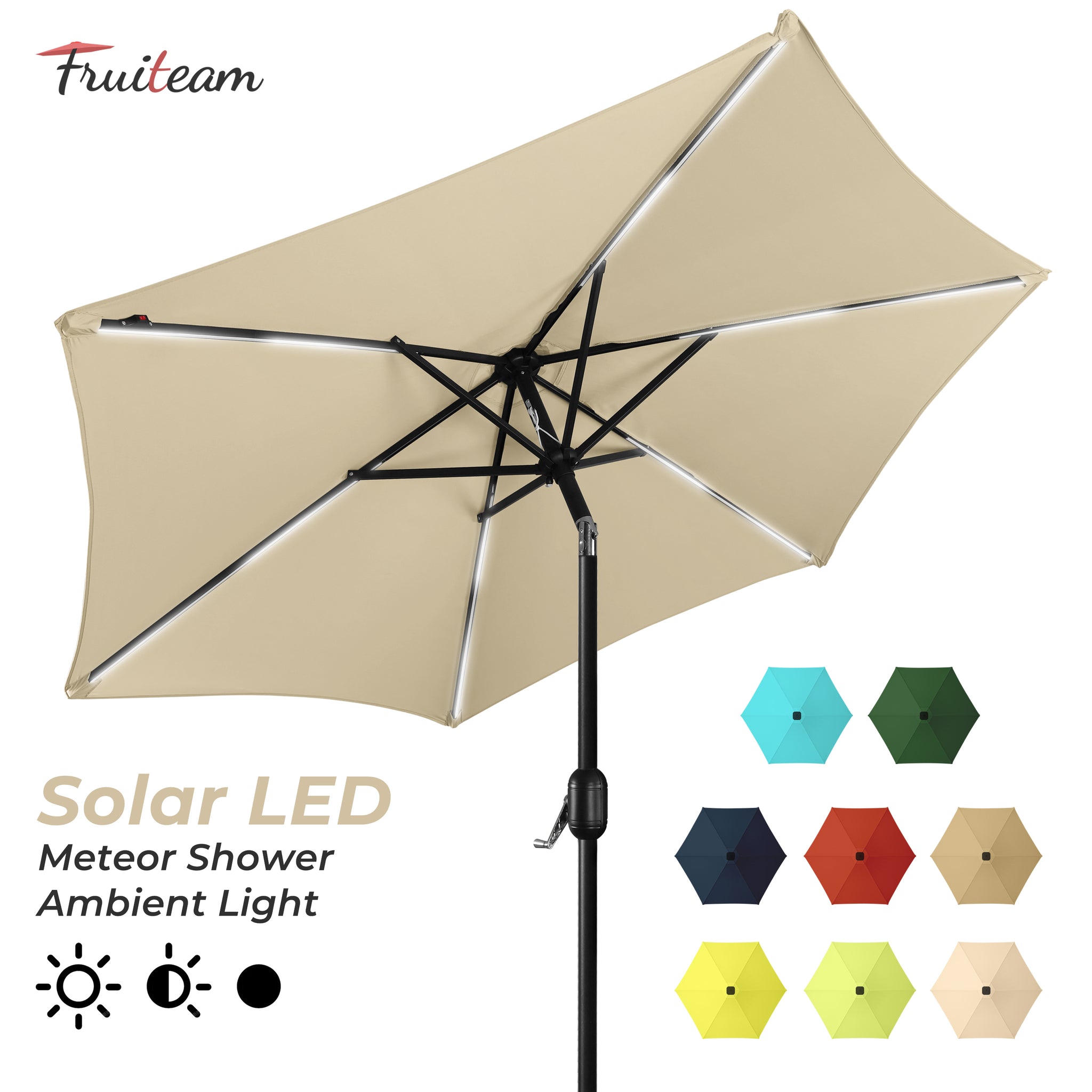 7.5FT FRUITEAM Patio Market Umbrella Meteor Light