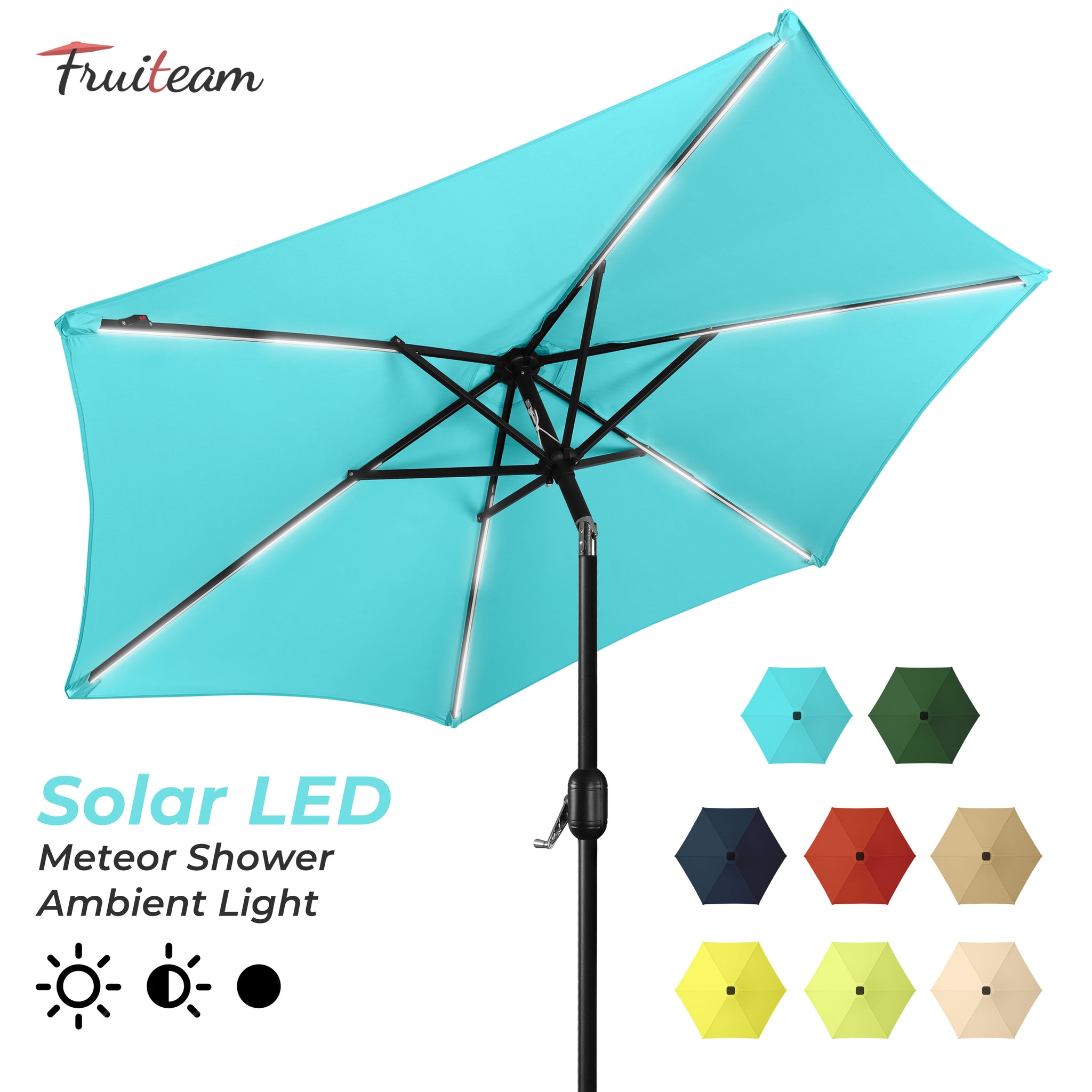7.5FT FRUITEAM Patio Market Umbrella Meteor Light