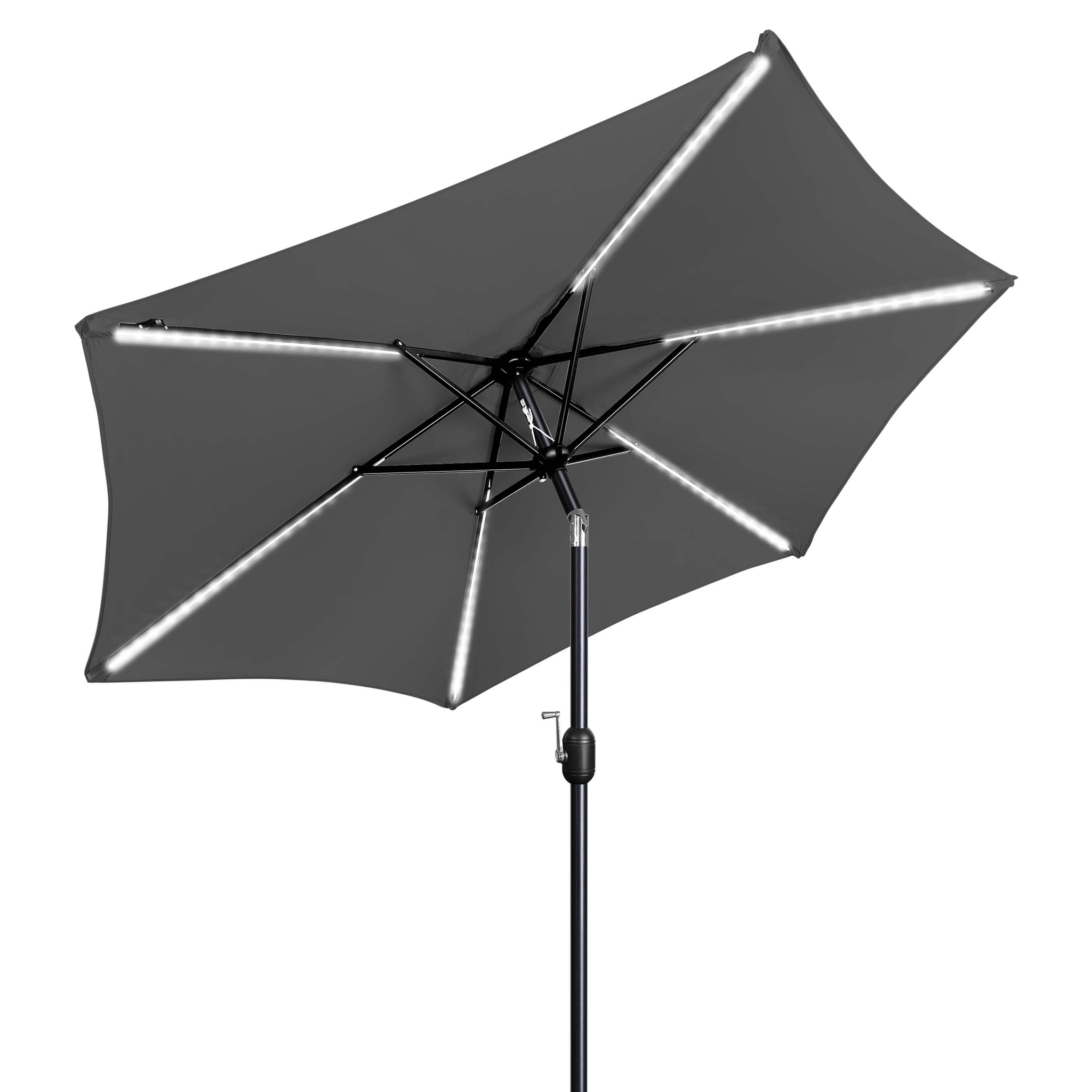 FRUITEAM Meteor Light Patio Market Umbrella, 7.5FT Table Umbrella with High-Strength Frame & Solar LED Lights, All-Weather UV Protection Sun Shade for Poolside, Garden, Backyard