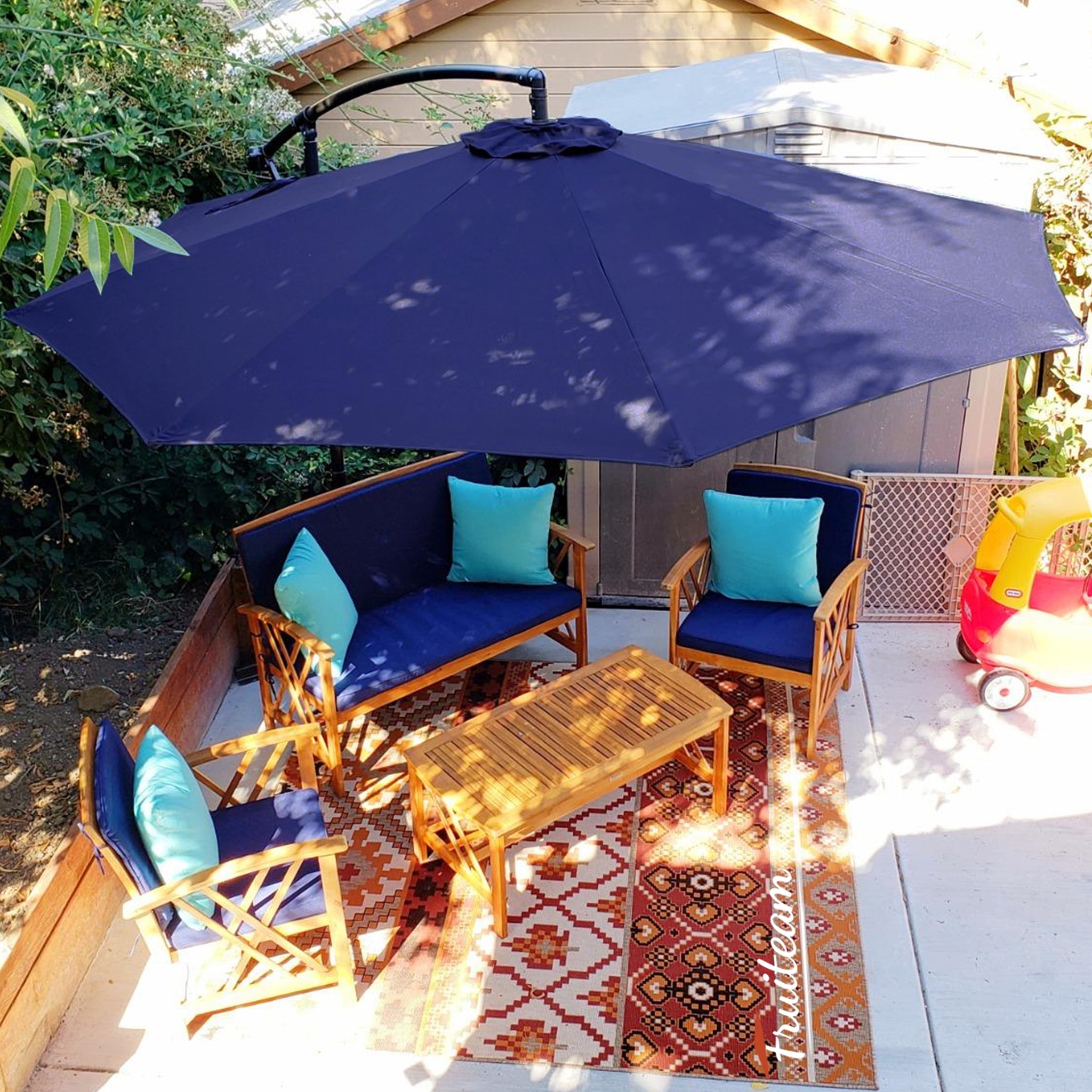 10ft FRUITEAM Offset Hanging Patio Umbrella, Navy
