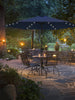 7 1/2ft FRUITEAM 24 LED Lighted Solar Umbrella, Navy Blue