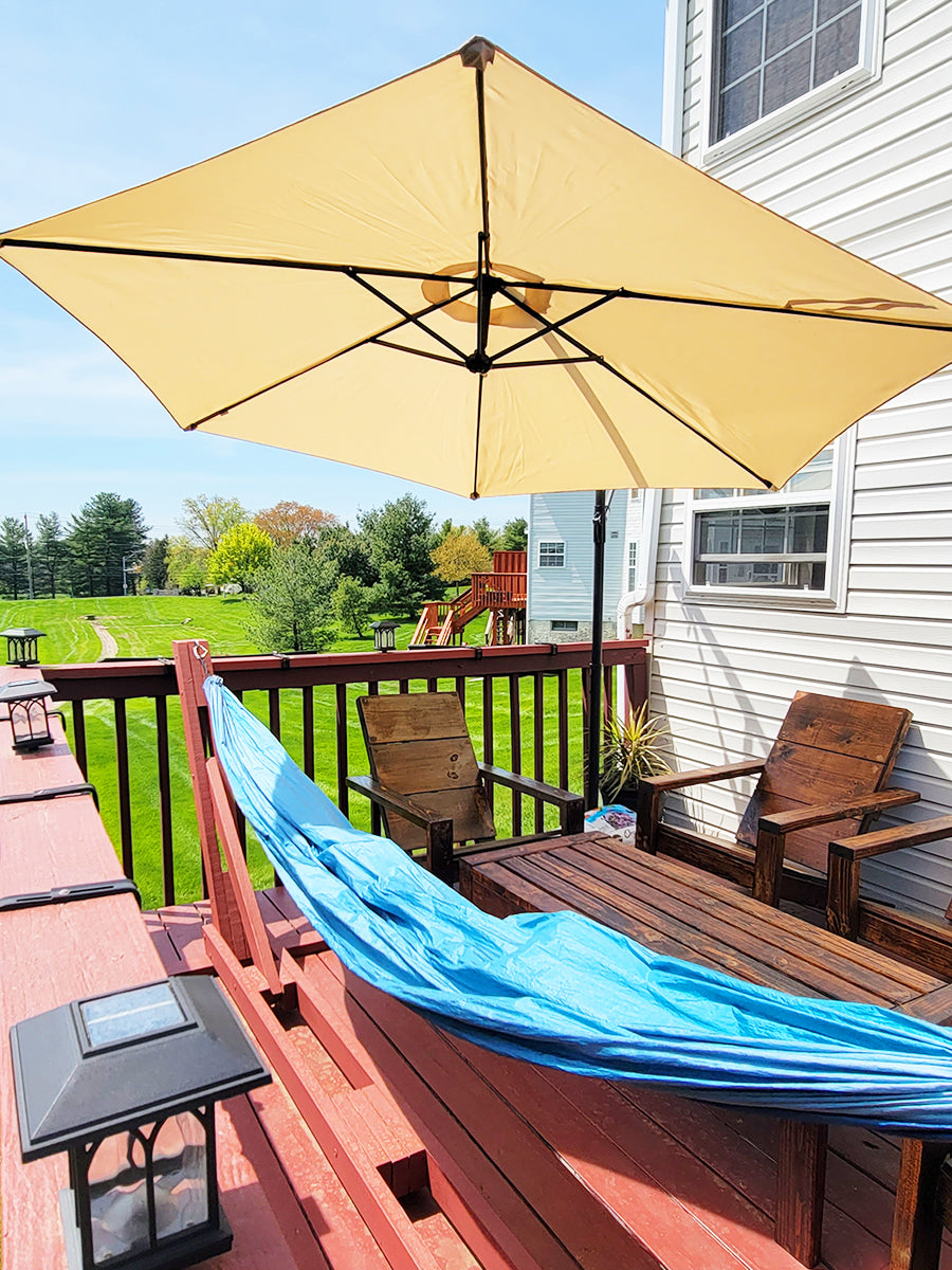 10FT FRUITEAM Offset Hanging Patio Umbrella, Beige