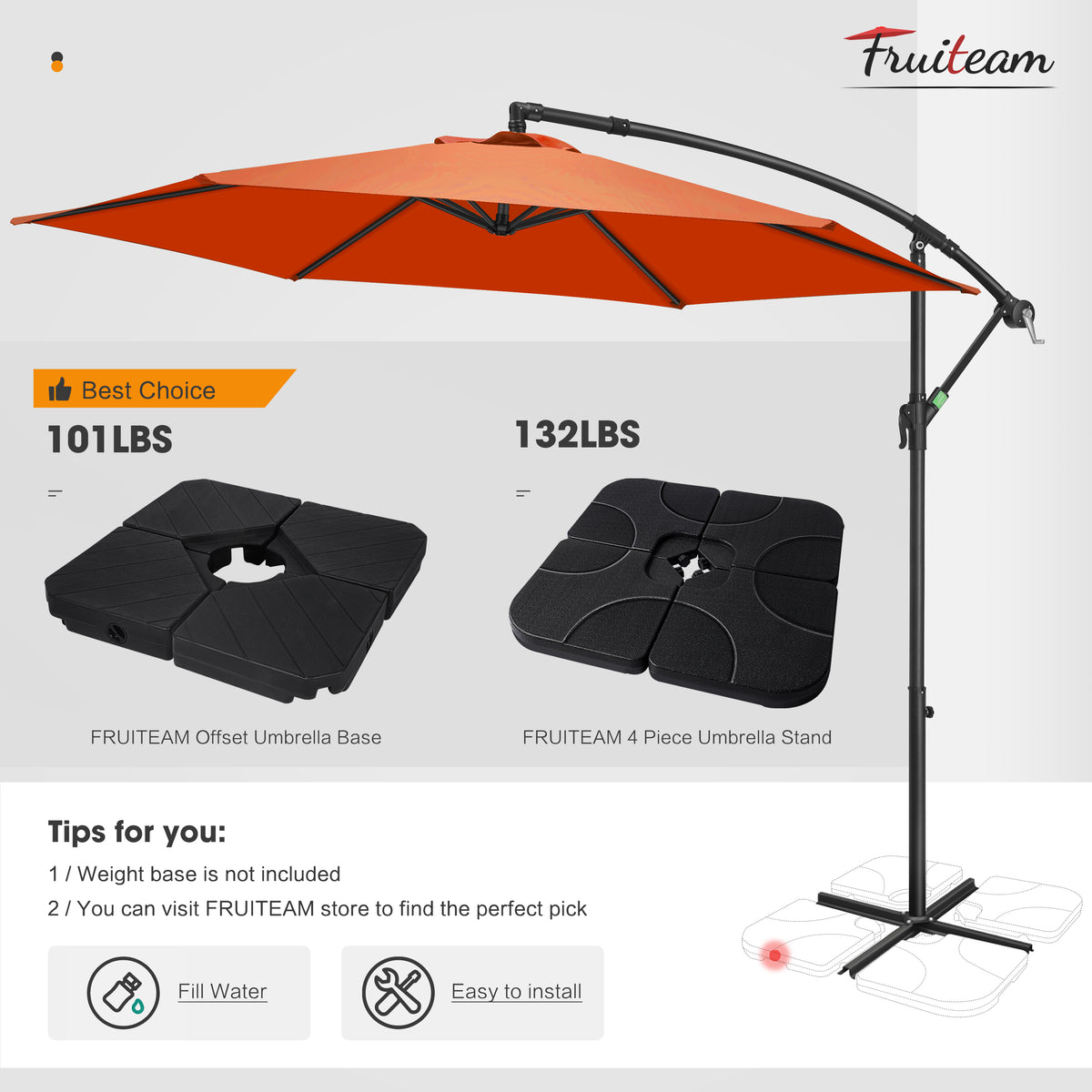 fruiteam 10' khaki offset patio umbrella High Quality 10 ft Umbrella - Free Shipping For Summertime