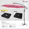 FRUITEAM 10ft Cantilever Offset Patio Umbrella, Pink