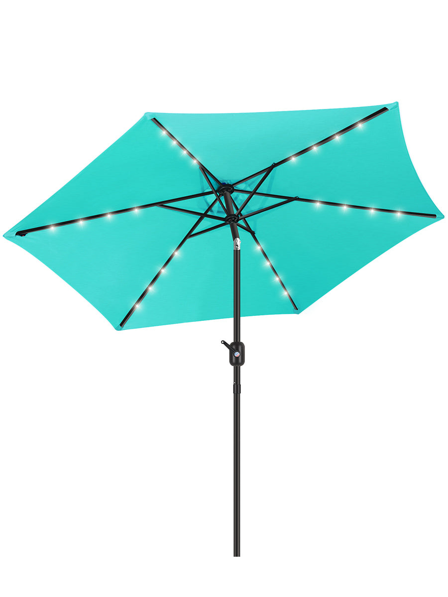 7.5FT FRUITEAM  Solar LED Umbrella, Turquoise