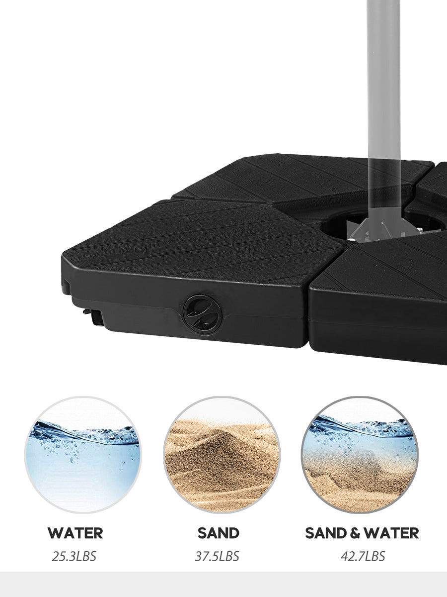 180lbs FRUITEAM 4-Piece Cantilever Patio Umbrella Base, Grain of wood Brown
