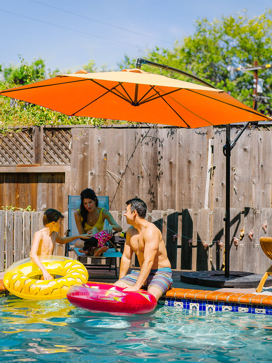 fruiteam 10ft patio offset umbrella 10ft FRUITEAM Offset Hanging Patio Umbrella, Orange