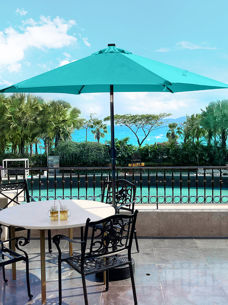 7.5FT FRUITEAM  Solar LED Umbrella, Turquoise