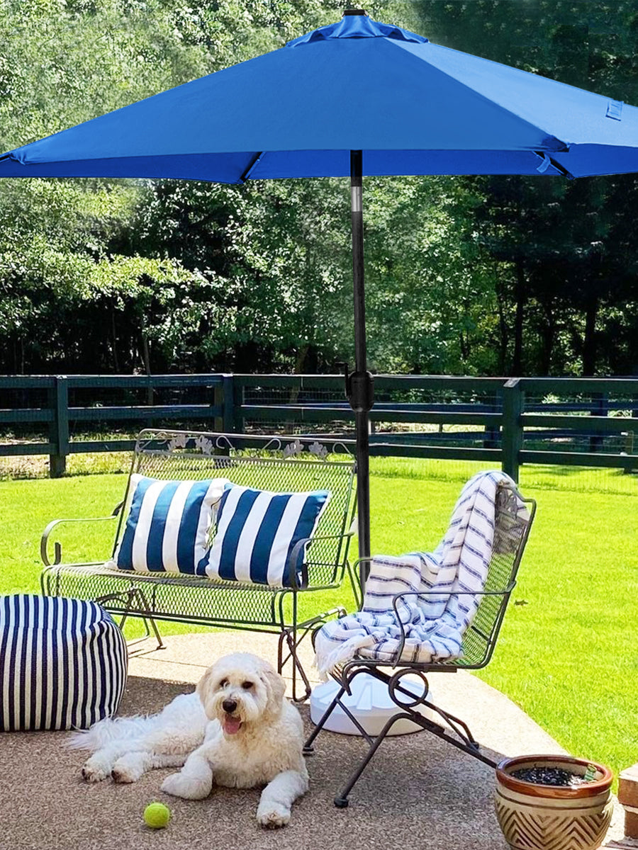 7 1/2ft FRUITEAM 24 LED Lighted Solar Umbrella, Azure