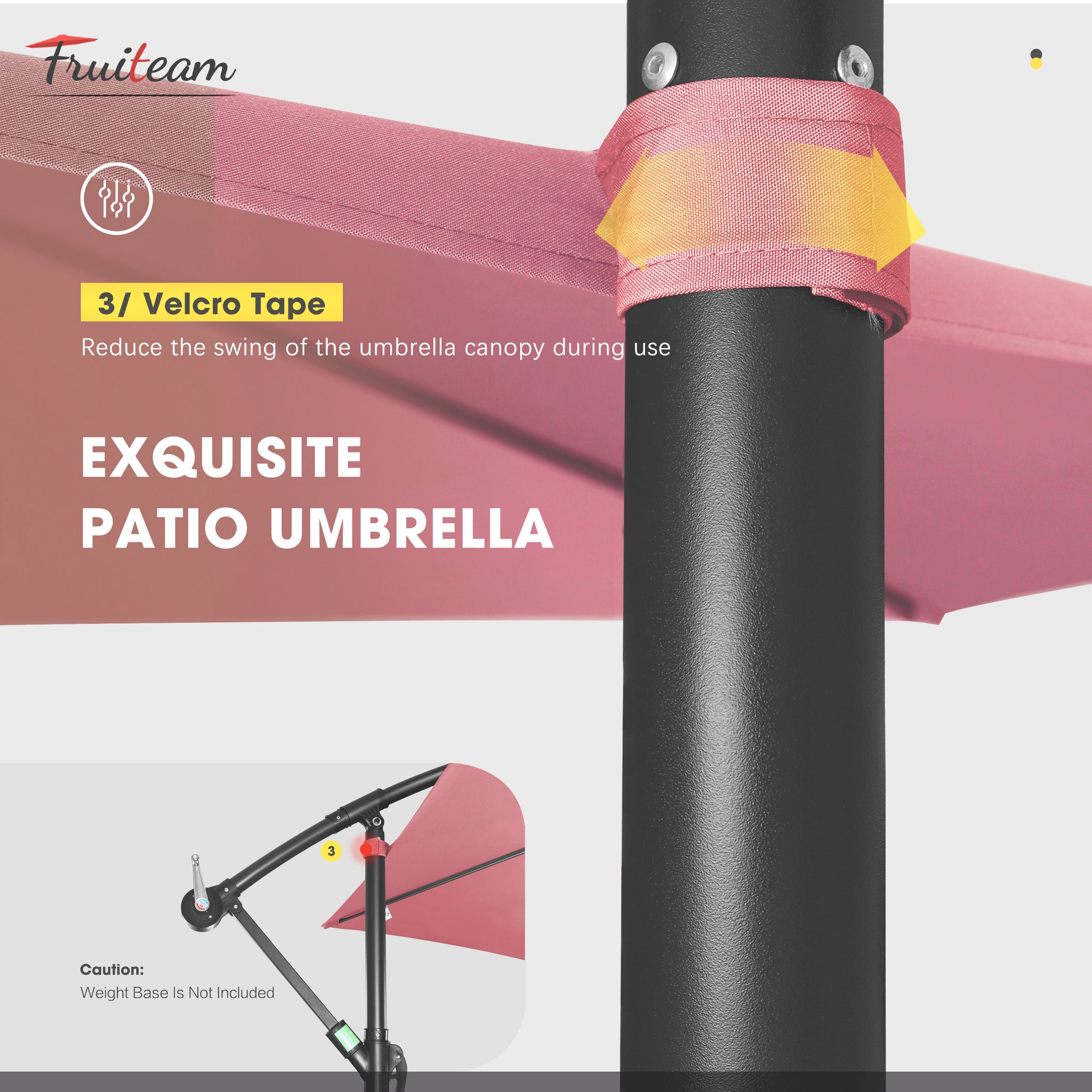 FRUITEAM 10ft Cantilever Offset Patio Umbrella, Pink