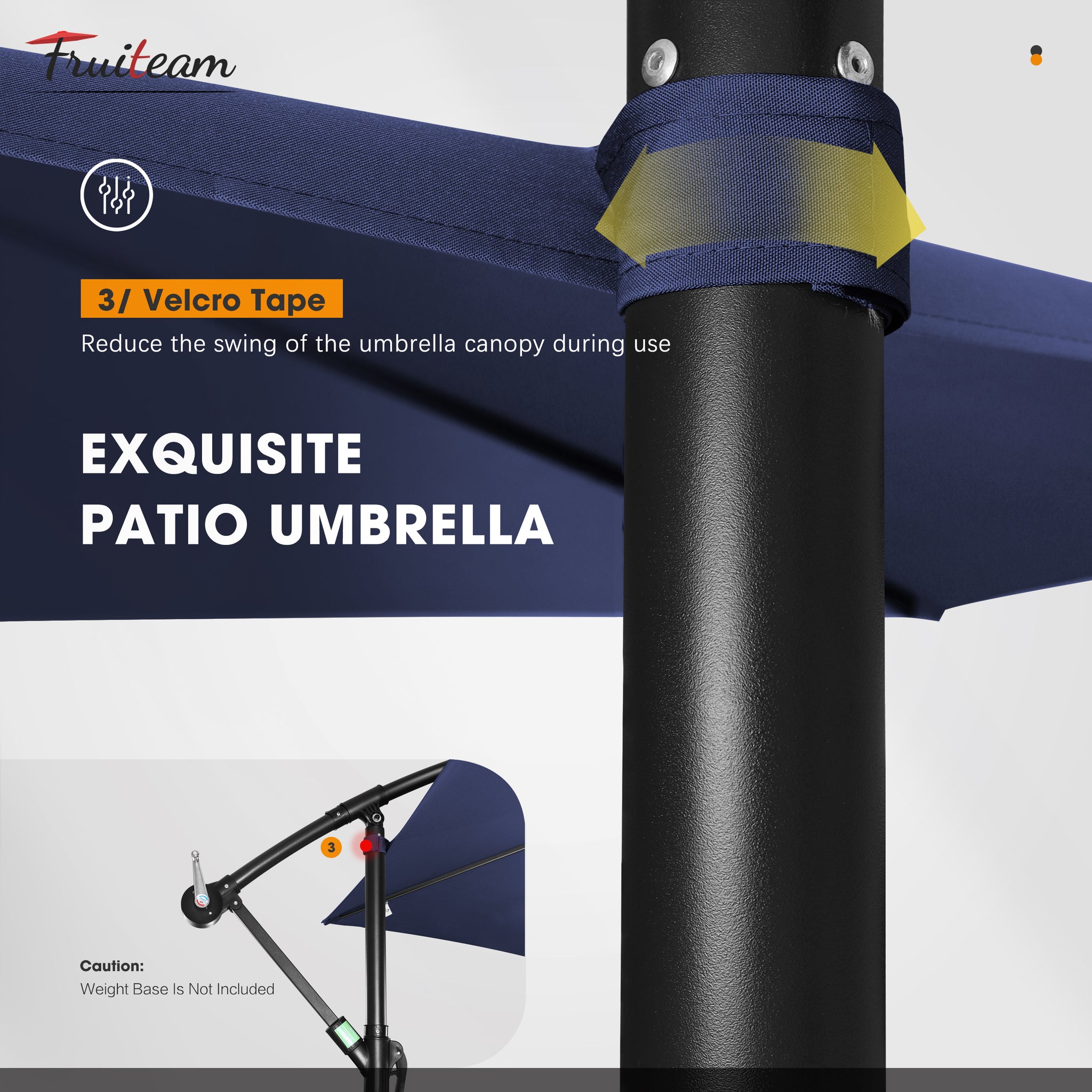 10ft FRUITEAM Offset Hanging Patio Umbrella, Navy