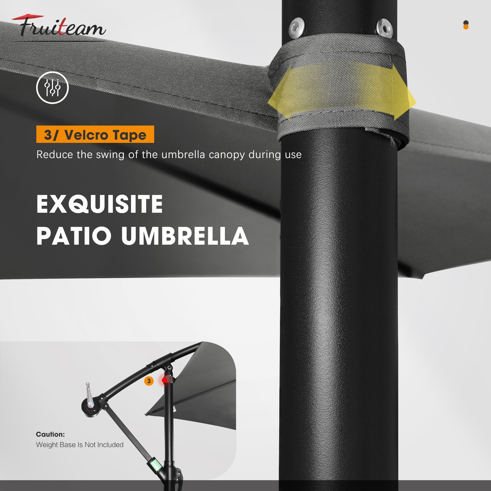 10ft Offset Hanging Umbrella, Patio Cantilever Umbrella, Grey