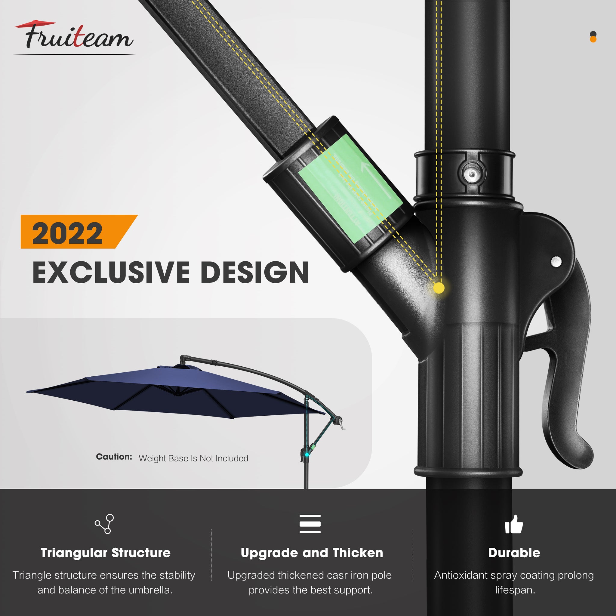 10ft FRUITEAM Offset Hanging Patio Umbrella, Navy