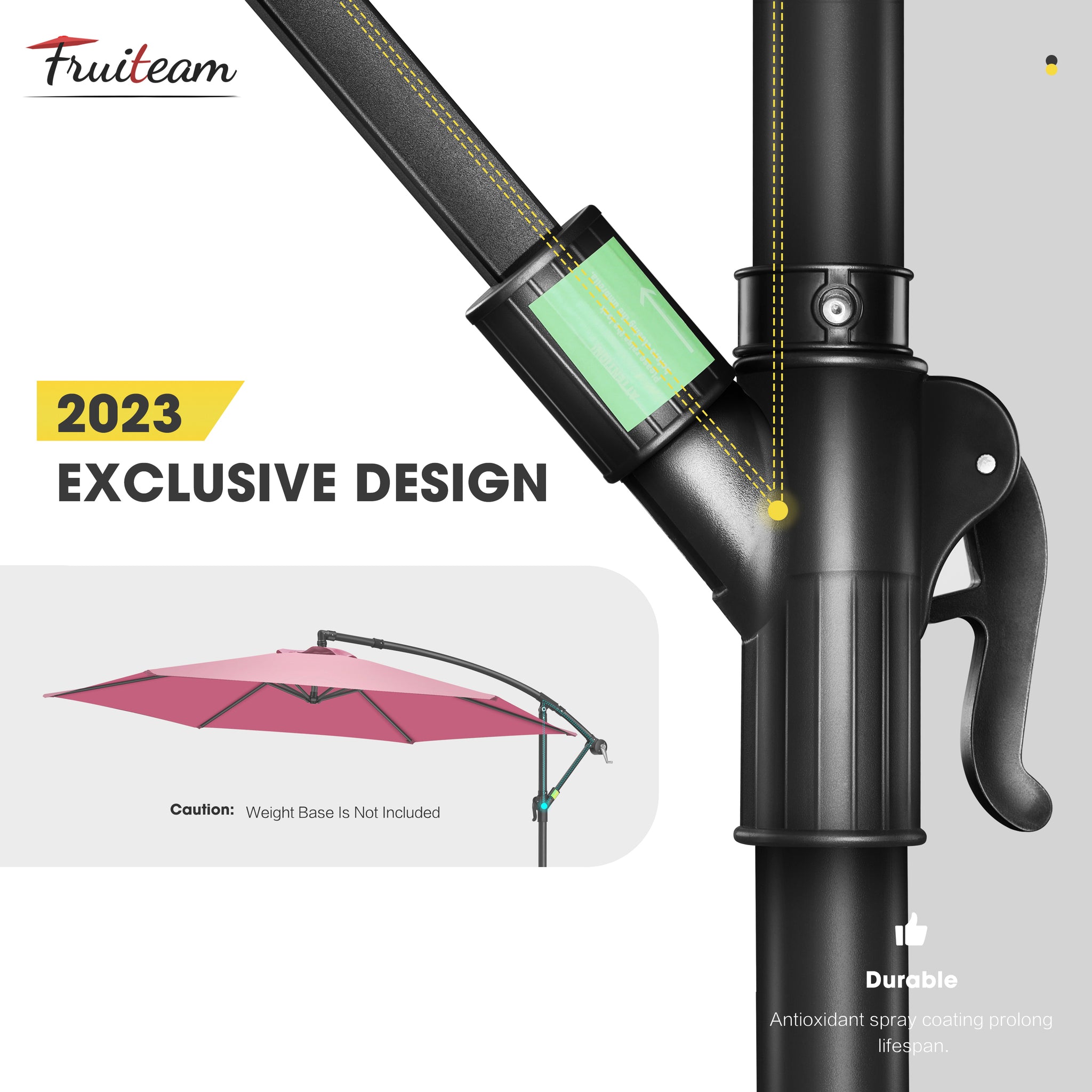 FRUITEAM 10ft Cantilever Offset Patio Umbrella, Pink
