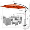 10ft FRUITEAM Offset Hanging Patio Umbrella, Orange