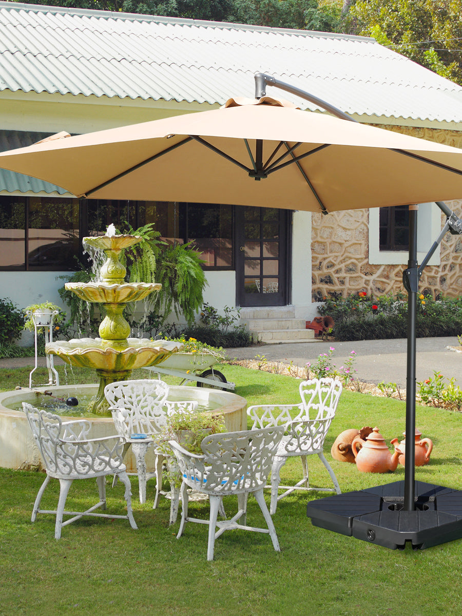 180lbs FRUITEAM 4-Piece Cantilever Patio Umbrella Base, Grain of wood Brown