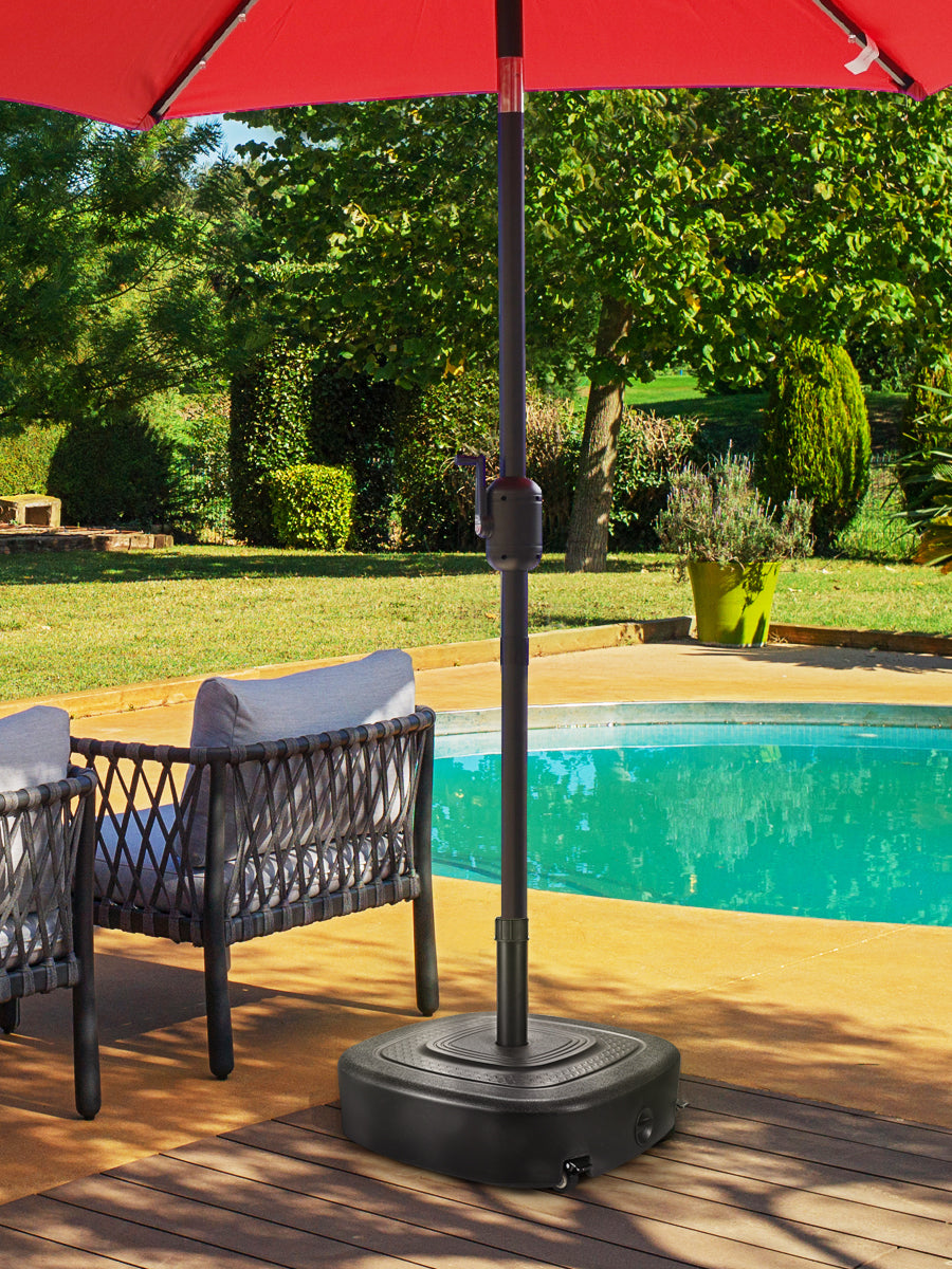 154lbs Fillable Rolling Mobile Umbrella Base with 4 Wheels (2 Locks)
