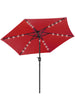 7 1/2ft FRUITEAM 24 LED Lighted Solar Umbrella, Cherry