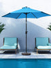 7 1/2ft FRUITEAM 24 LED Lighted Solar Umbrella, Sky Blue